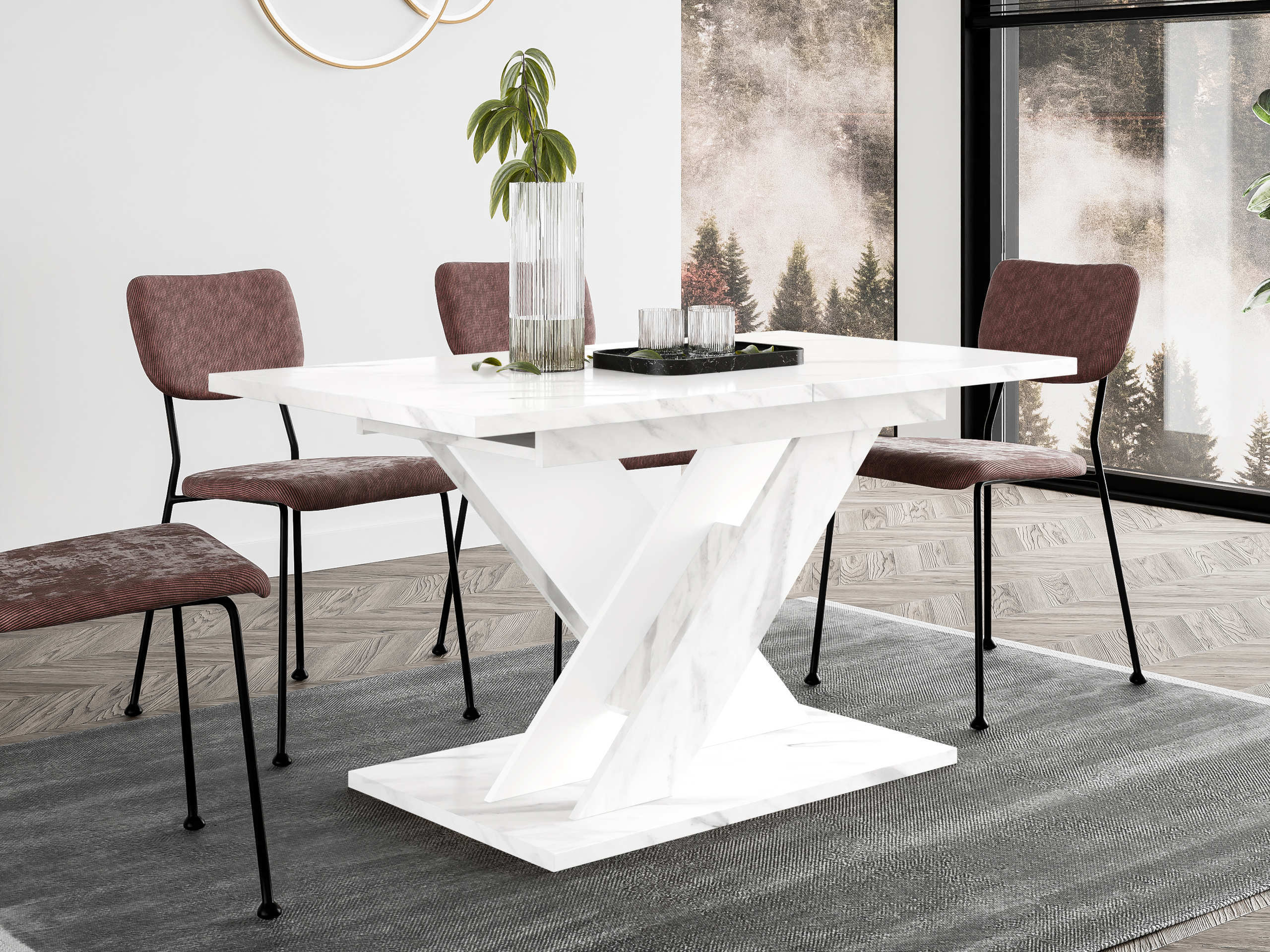 Bord Goodyear 141 (Hvid marmor + Hvid)