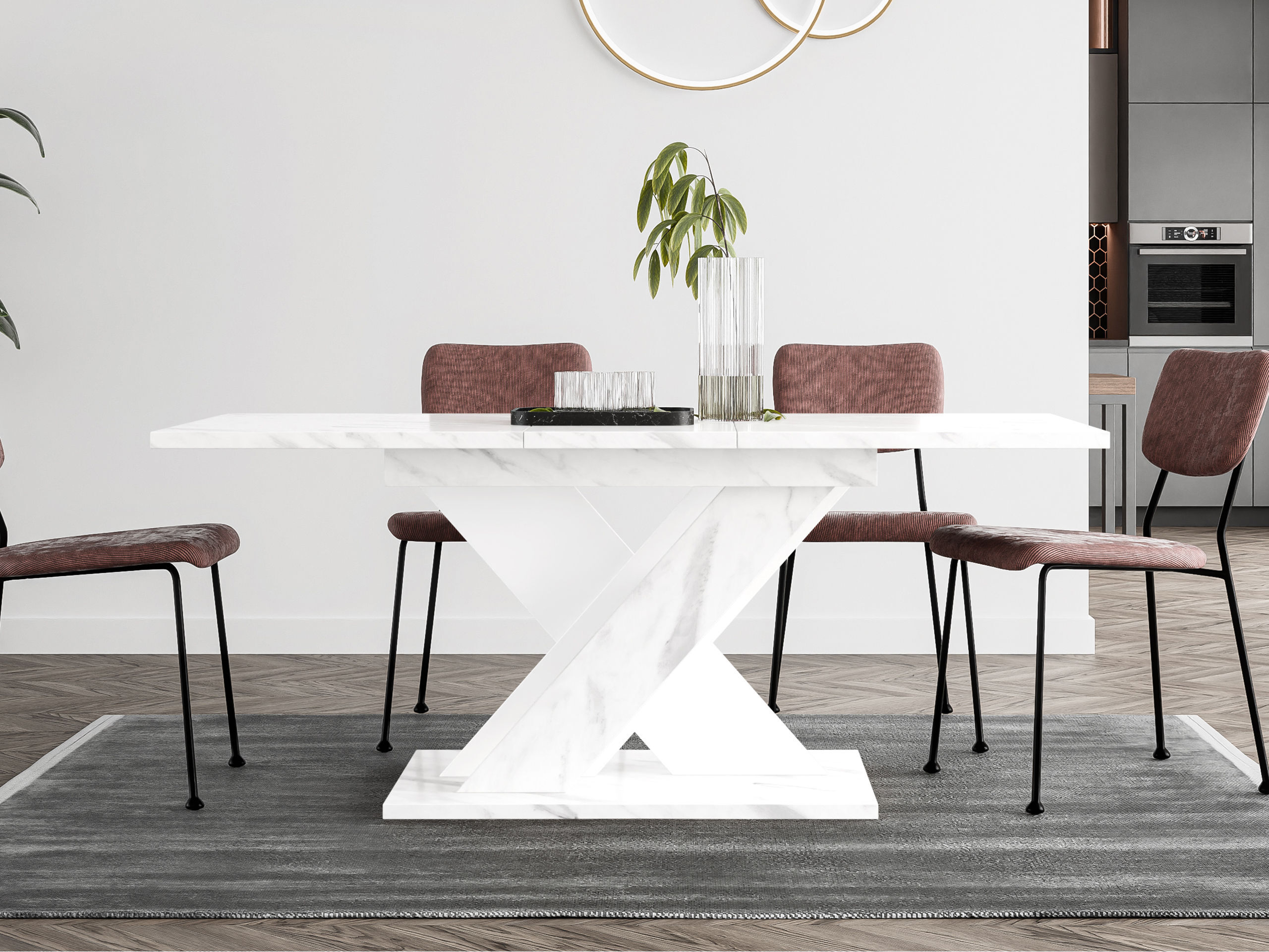 Bord Goodyear 141 (Hvid marmor + Hvid)