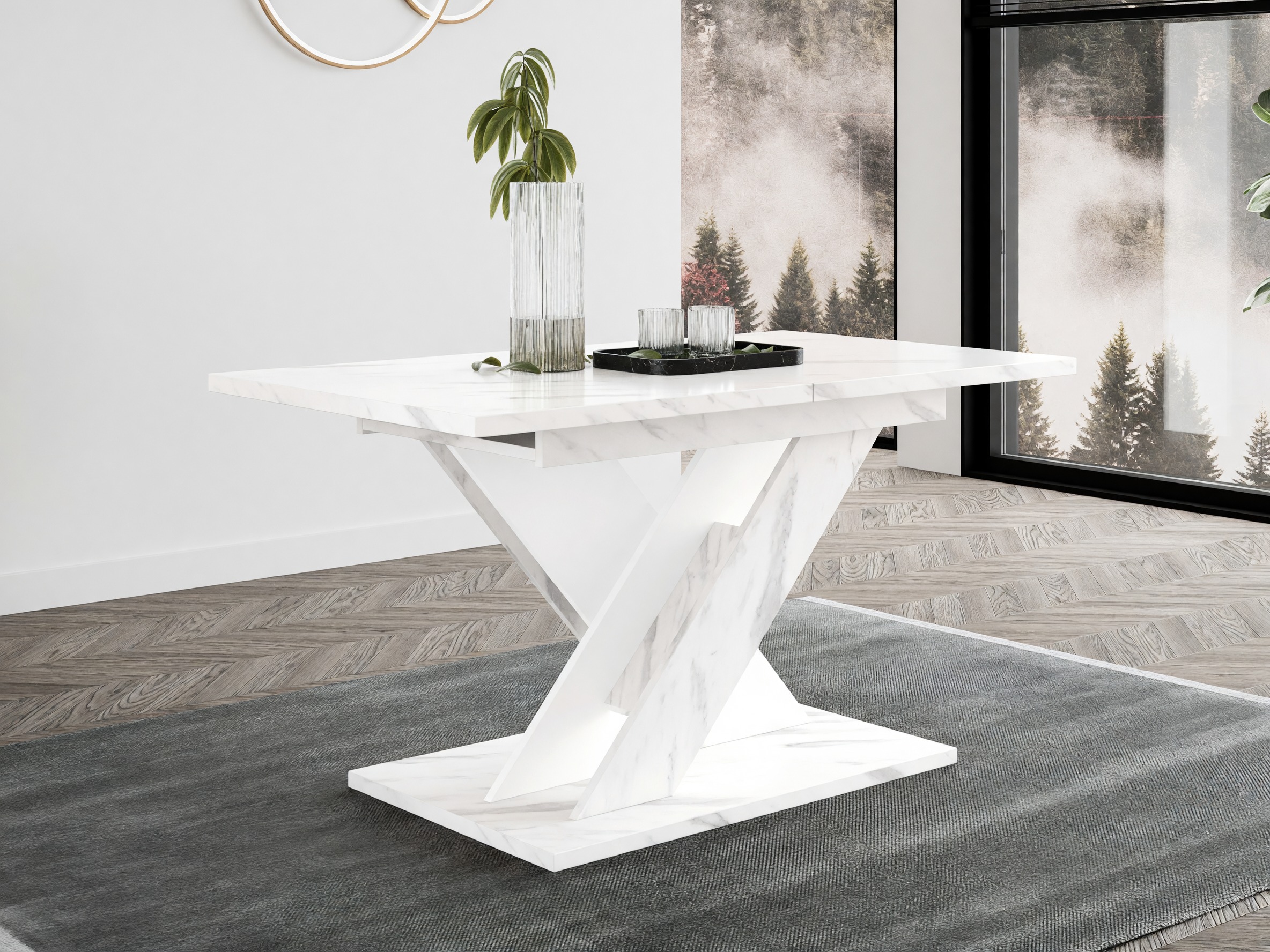 Bord Goodyear 141 (Hvid marmor + Hvid)