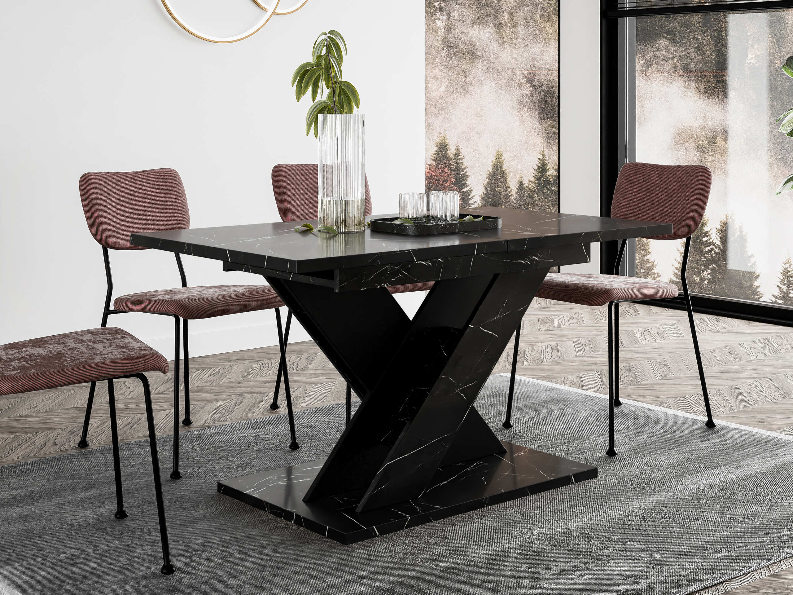 Bord Goodyear 141 (Sort marmor + Sort)