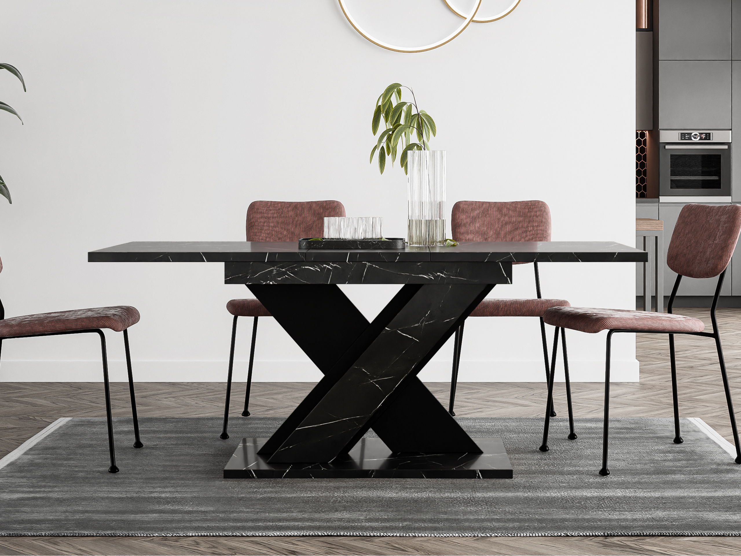Bord Goodyear 141 (Sort marmor + Sort)