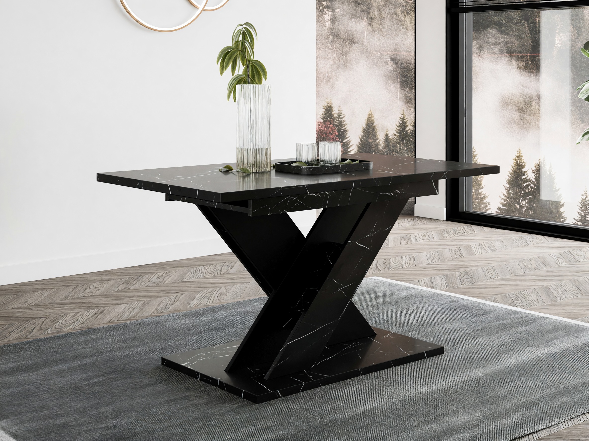 Bord Goodyear 141 (Sort marmor + Sort)