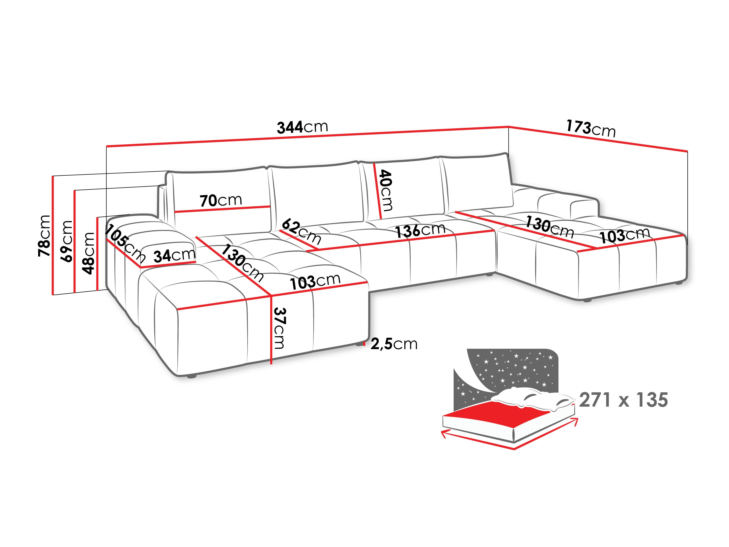 Hjørnesofa Comfivo Origor II (Milky 85)