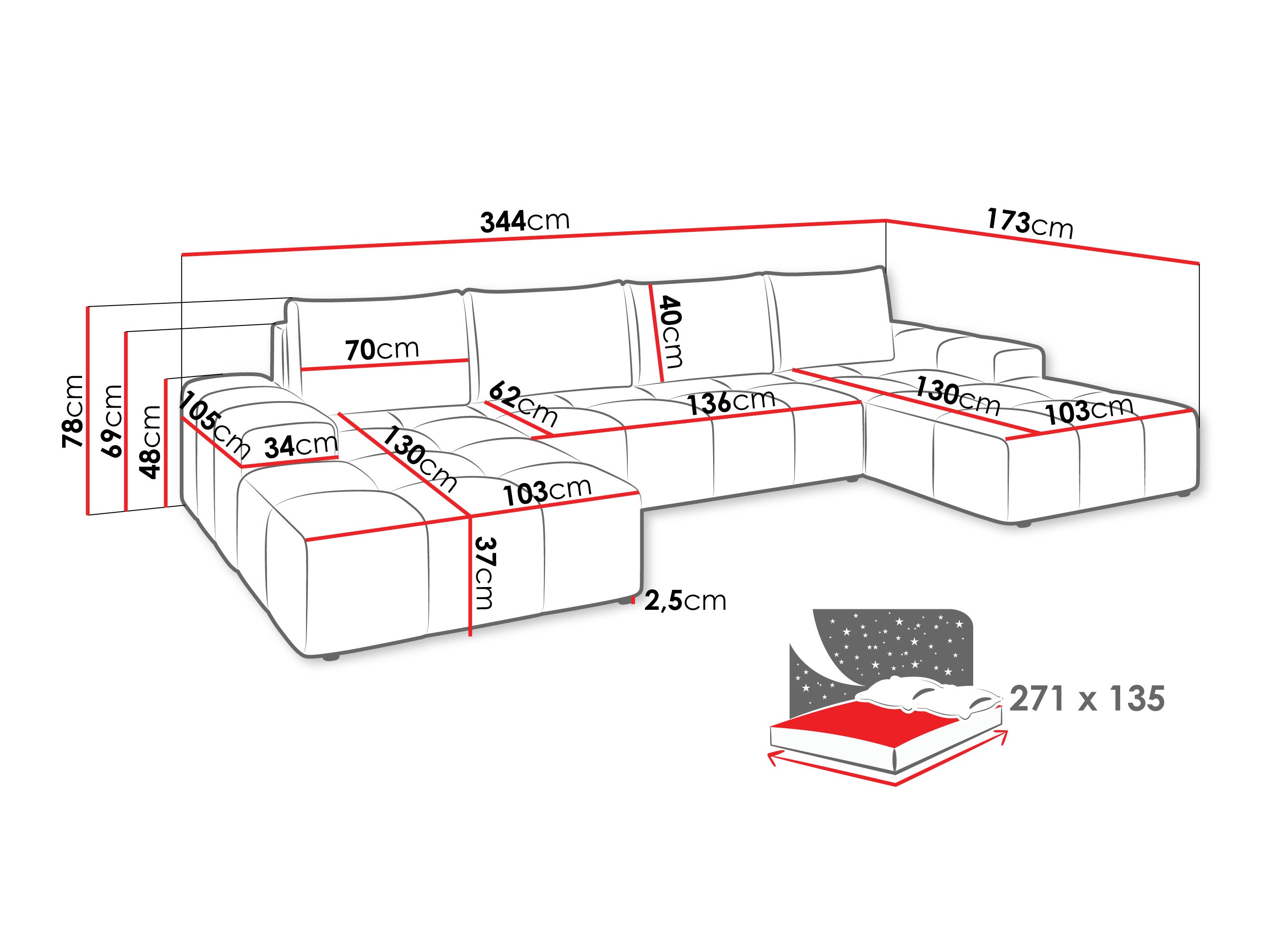 Hjørnesofa Comfivo Origor II (Spirit Black)