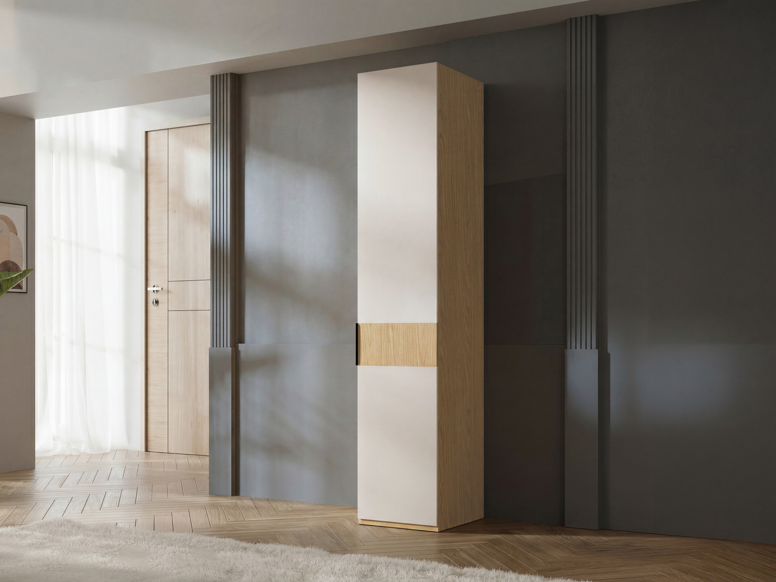 Garderobeskab Toledo 141 (Egetræ + Beige)
