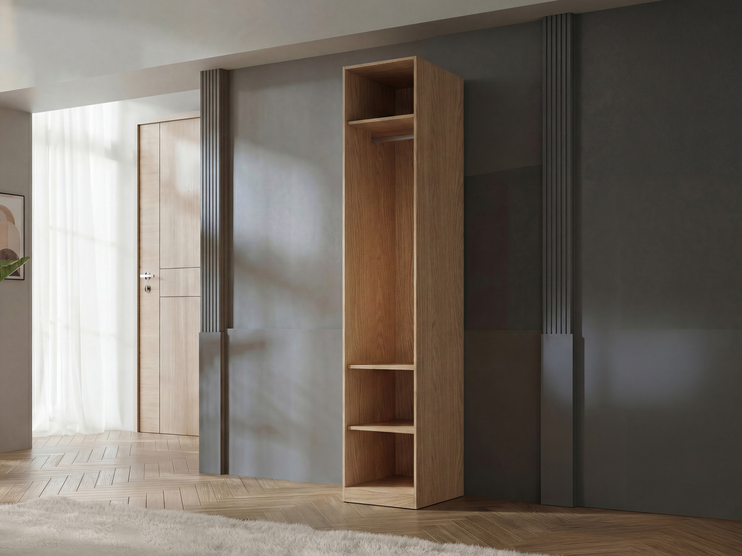 Garderobeskab Toledo 141 (Egetræ + Beige)