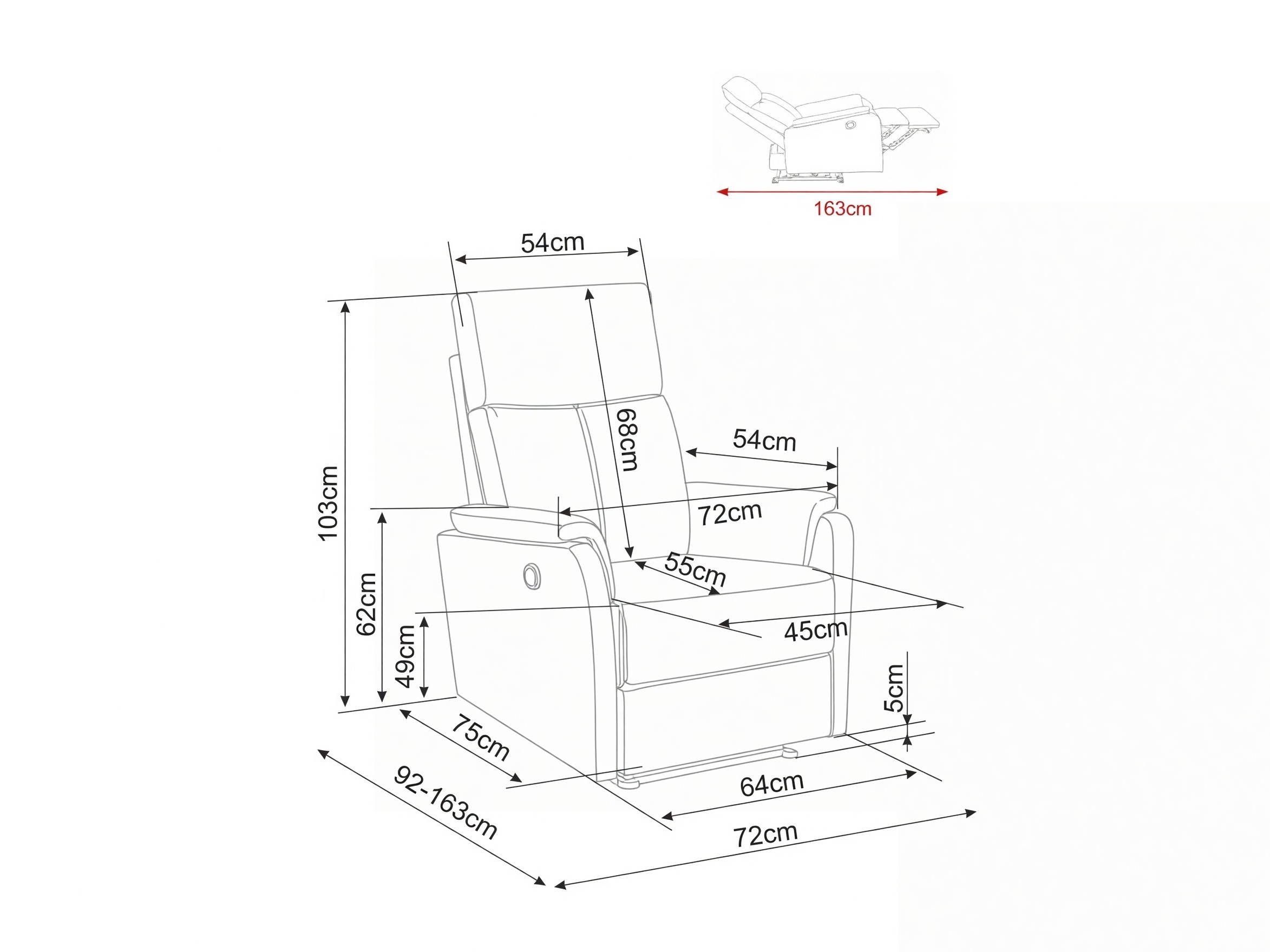 Hvilestol Detroit 1040 (Raven 07)