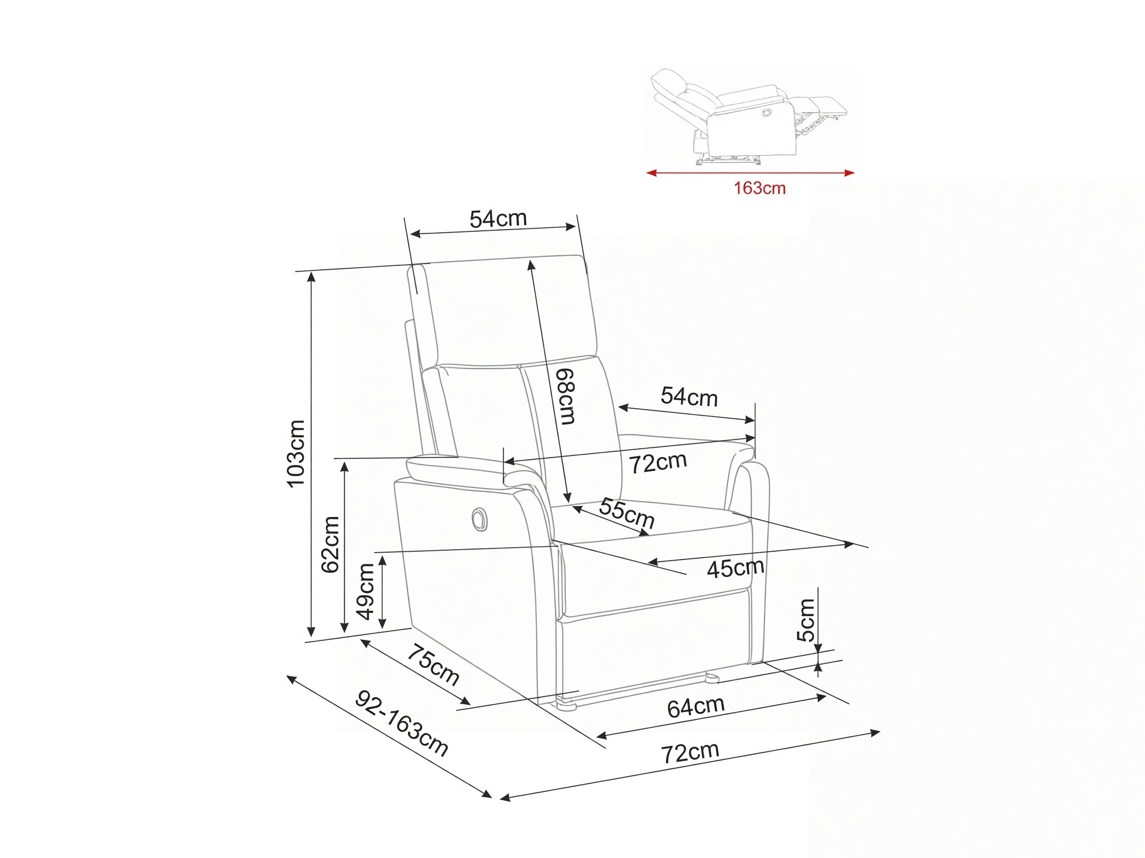 Hvilestol Detroit 1040 (Raven 45)