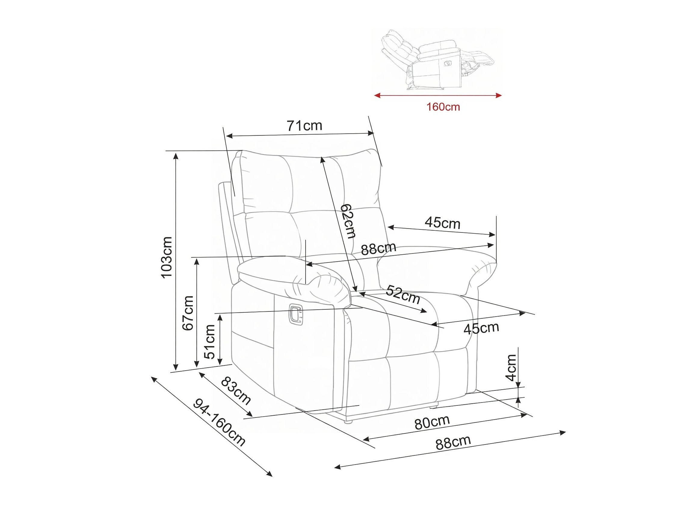 Hvilestol Detroit 1041 (Raven 07)