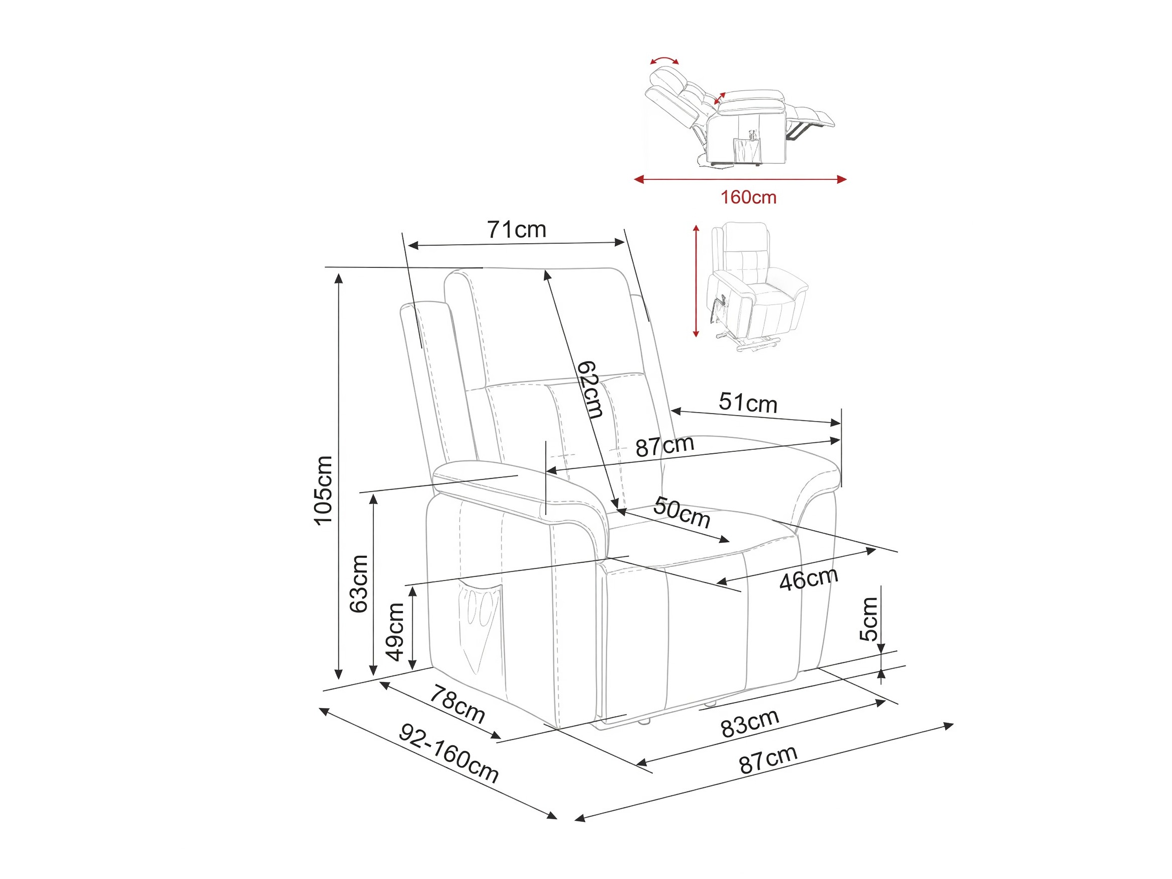 Hvilestol Detroit 1042 (Brun)
