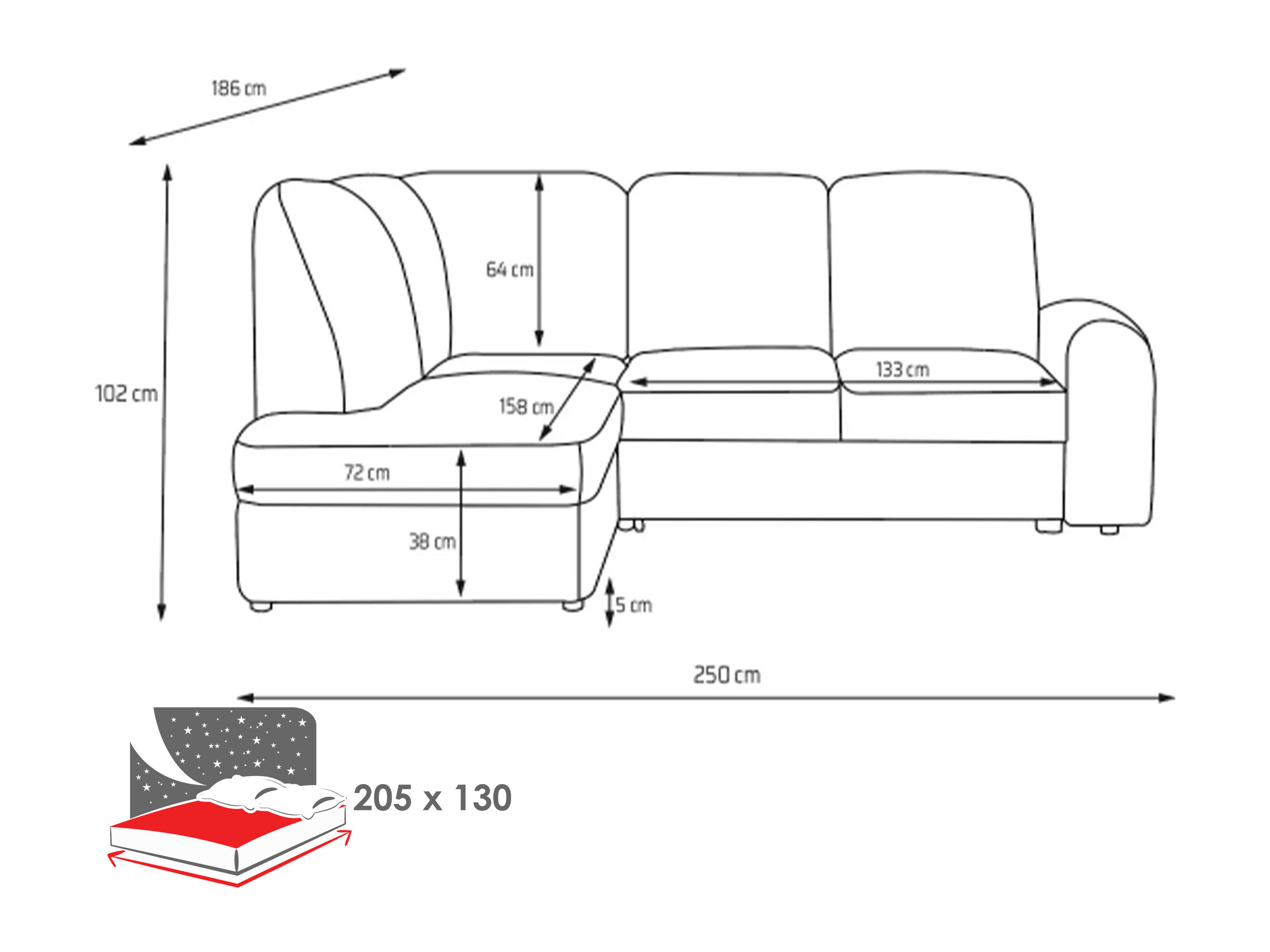 Hjørnesofa Carson 136 (Vibe 86)