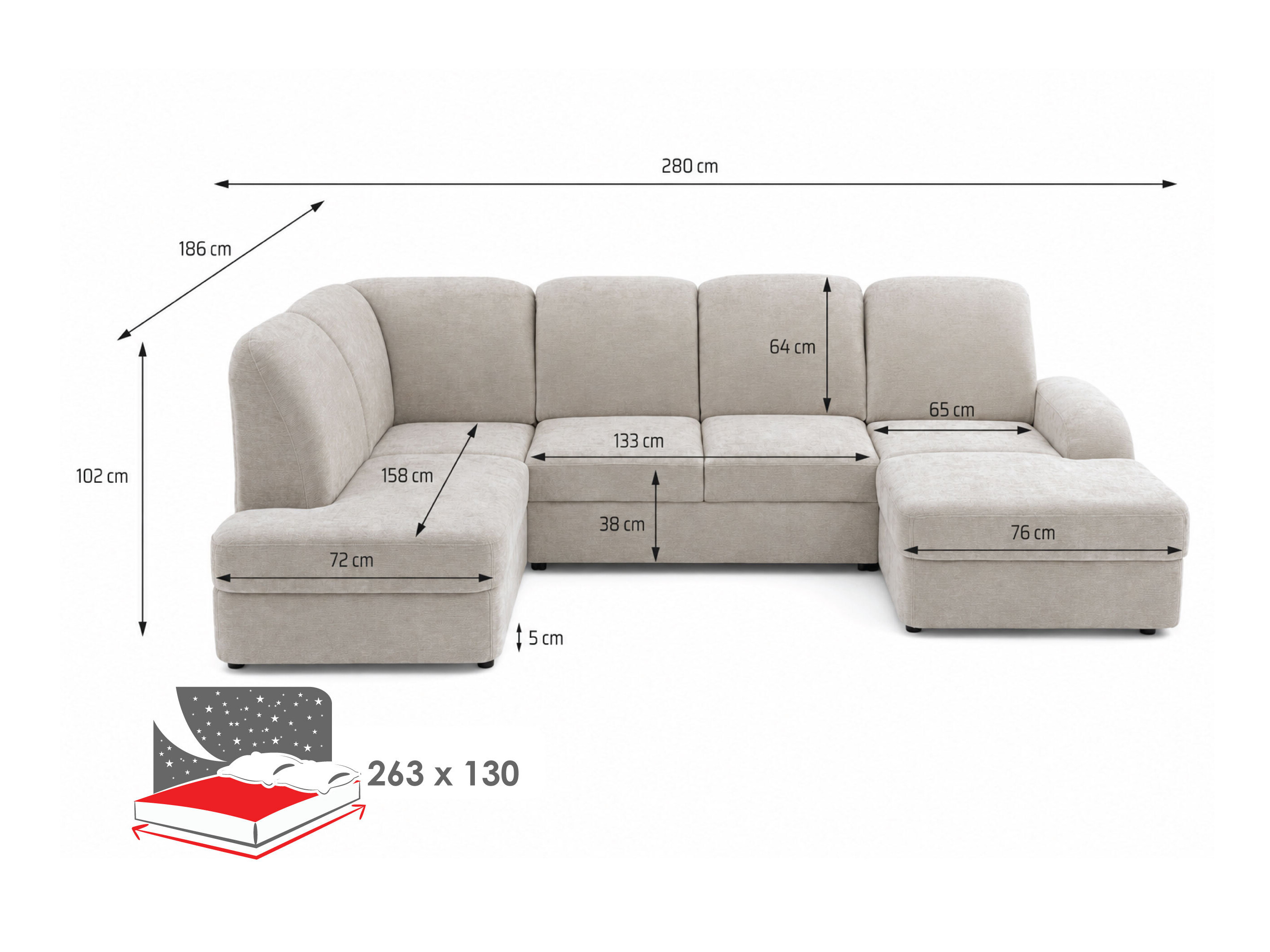 Hjørnesofa Carson 138 (Vibe 06)