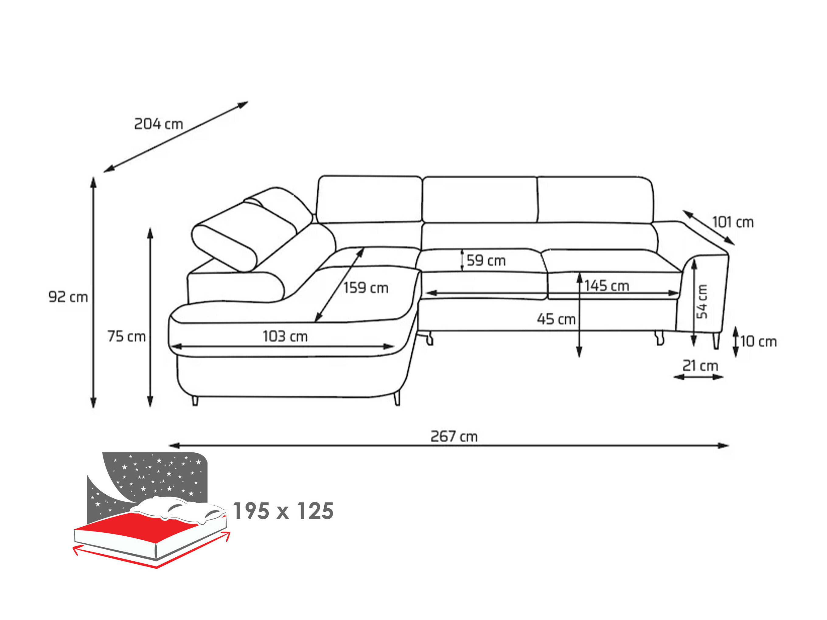 Hjørnesofa Carson 143 (Lumo 55)
