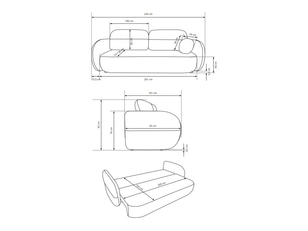 Sovesofa Kingston 215