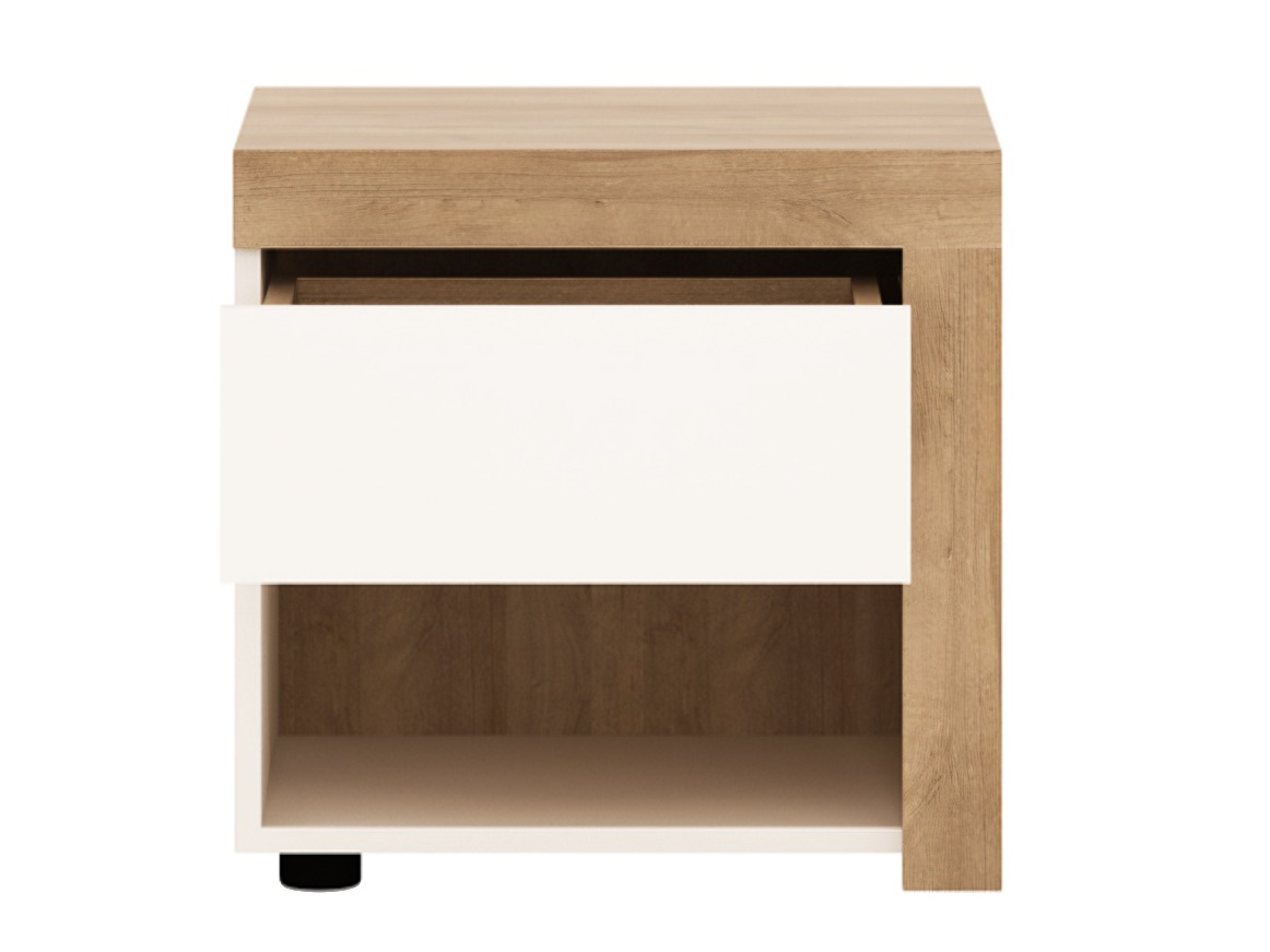 Sengebord Feldeli 113 (Riviera egetræ + Glansfuld hvid)