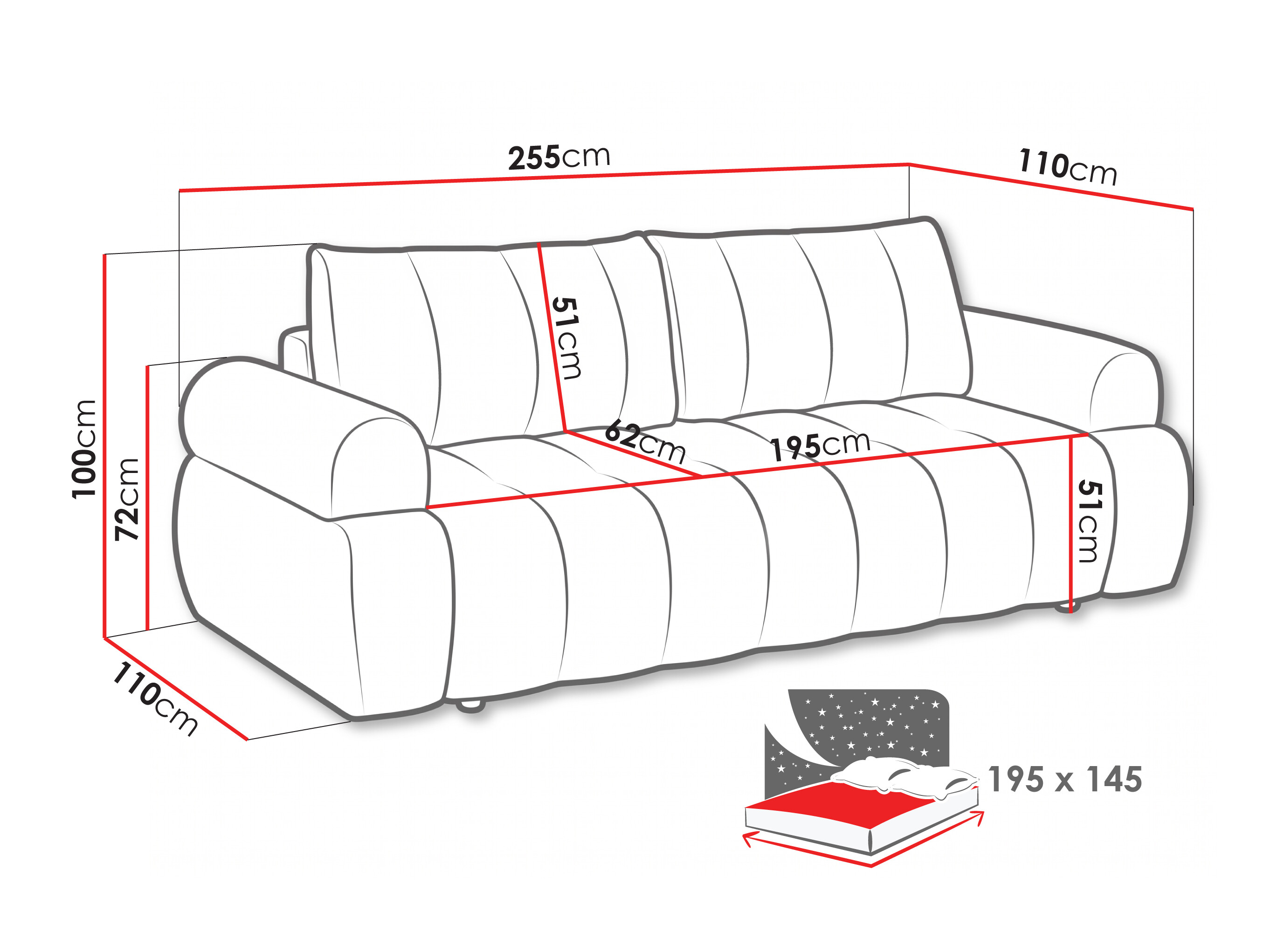 Sovesofa Norman 128 (Kiara 861)