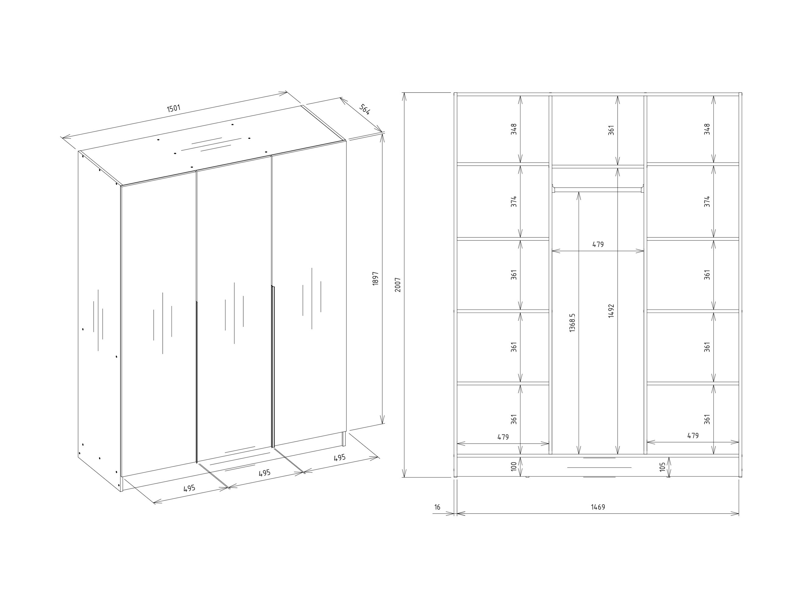Garderobeskab Mandeville 398 (Sort)