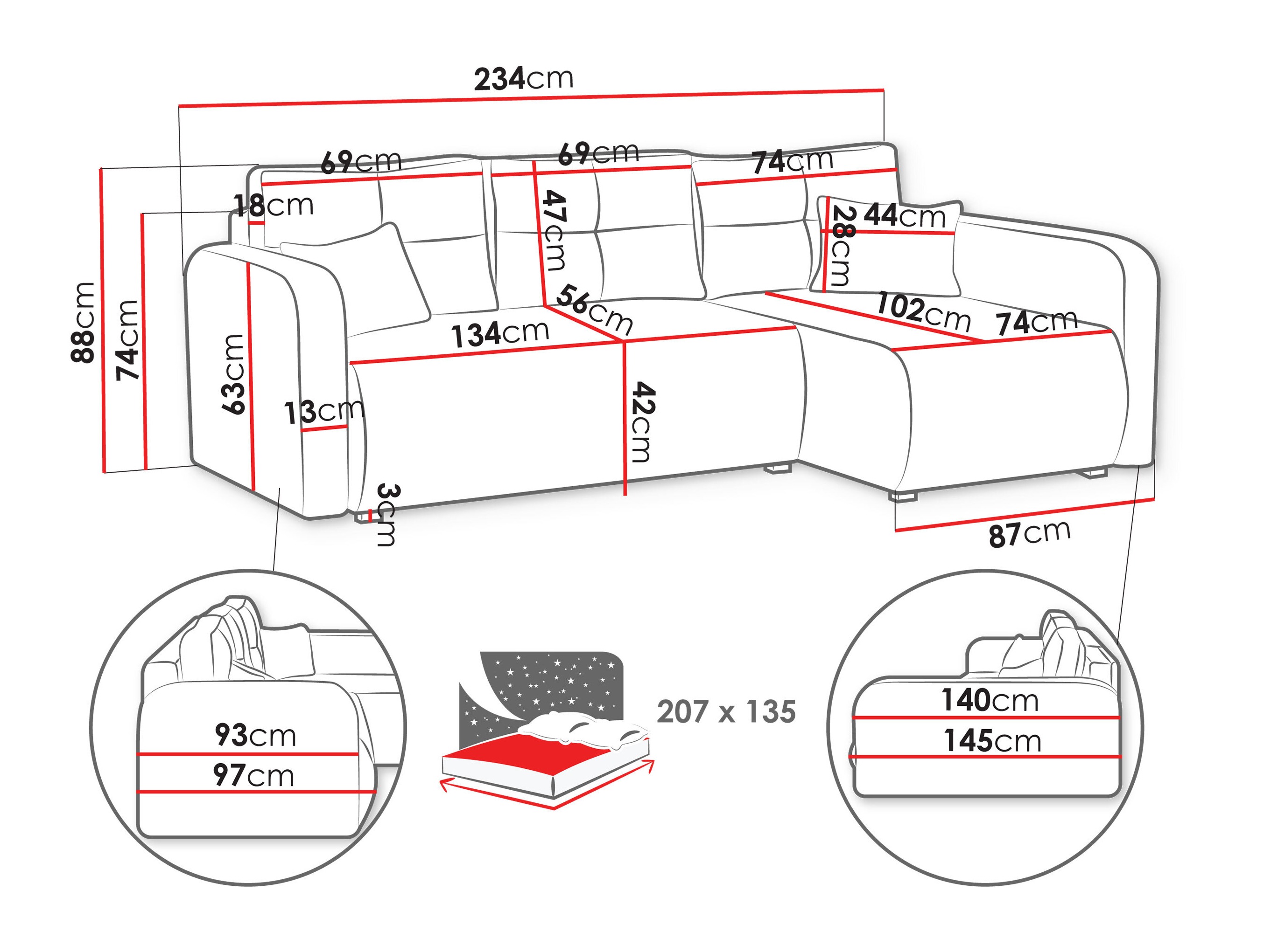 Hjørnesofa Delano 100 (Poso 135)