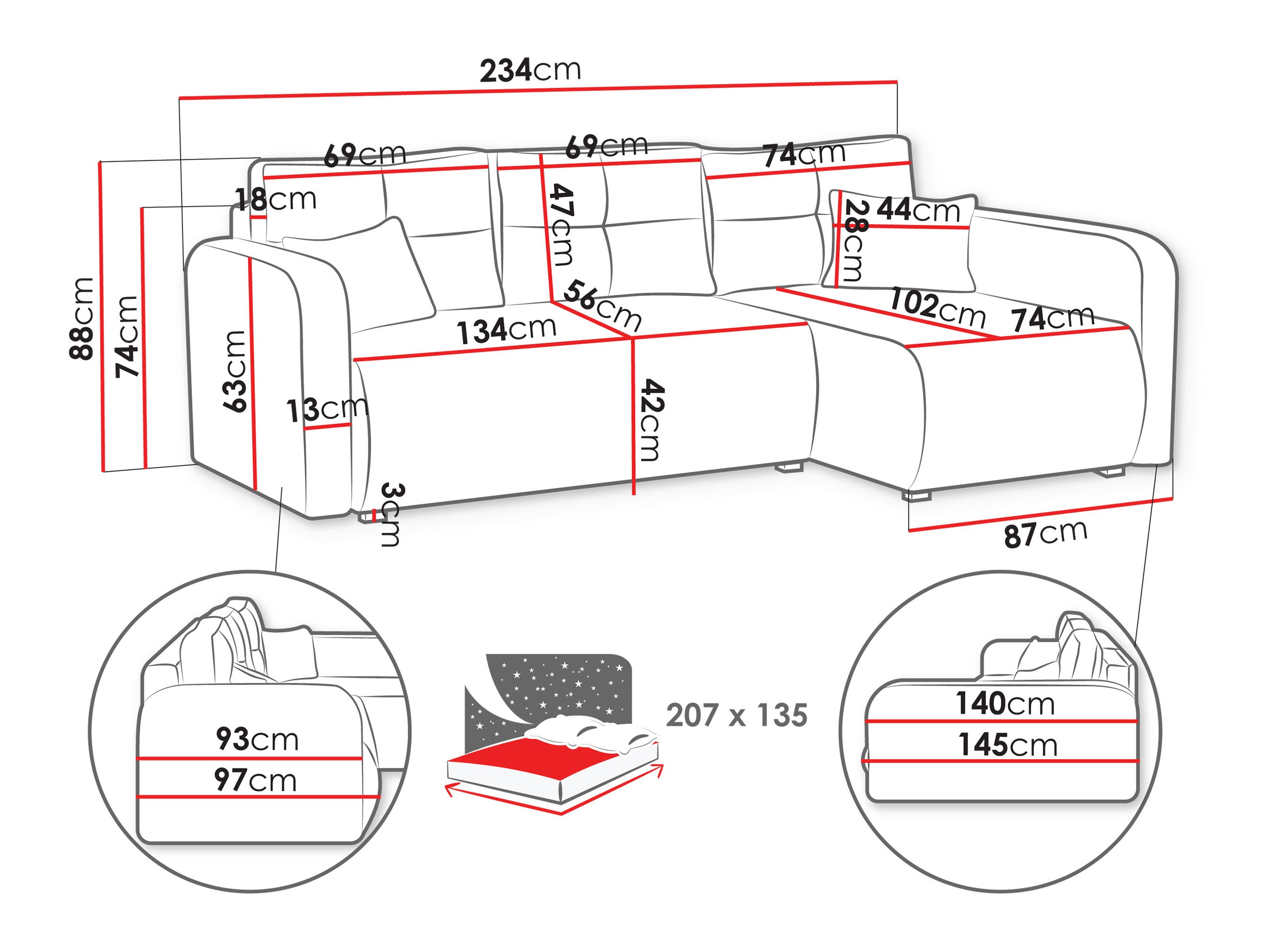 Hjørnesofa Delano 100 (Poso 135)