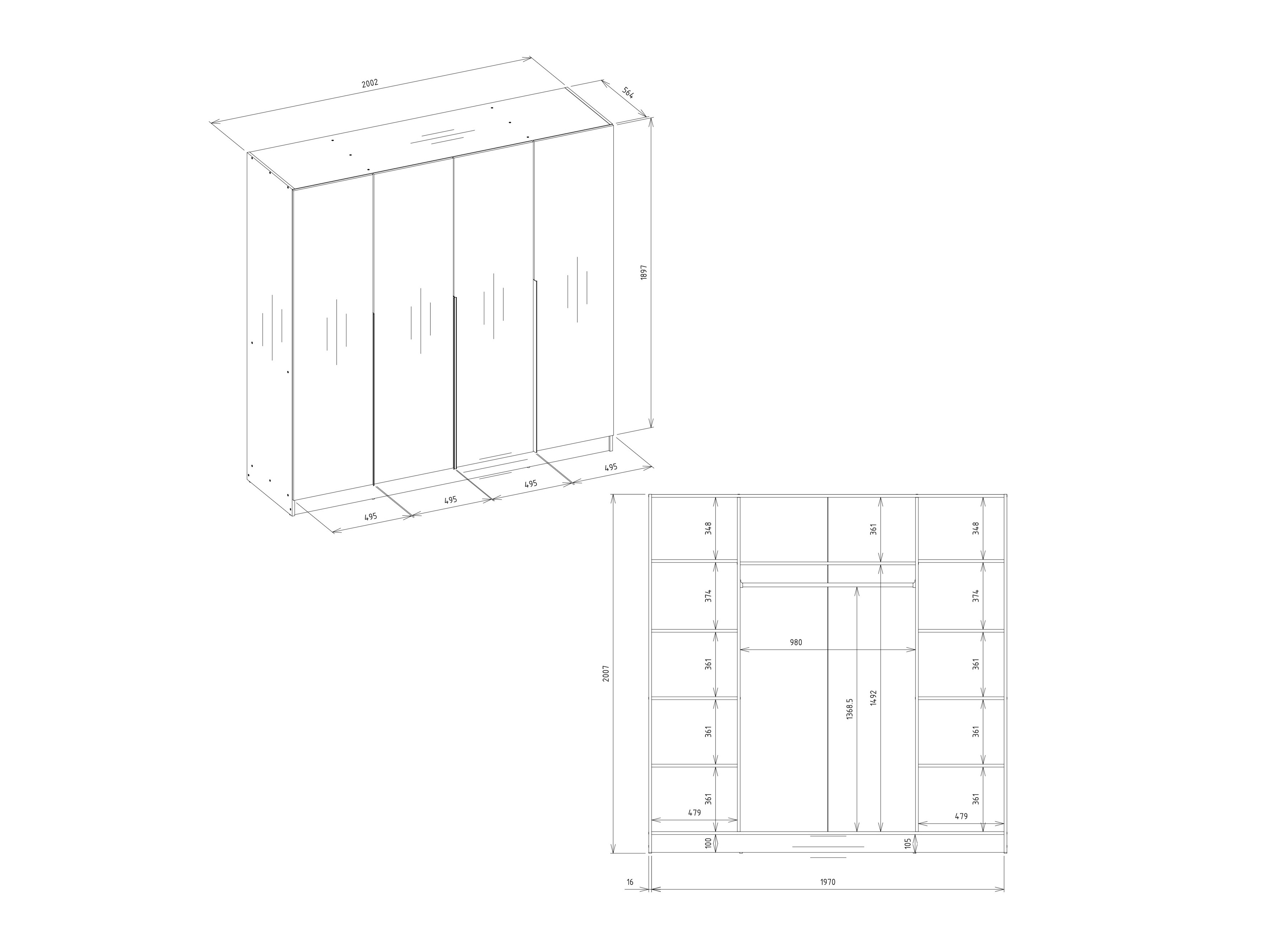 Garderobeskab Mandeville 400 (Sort)