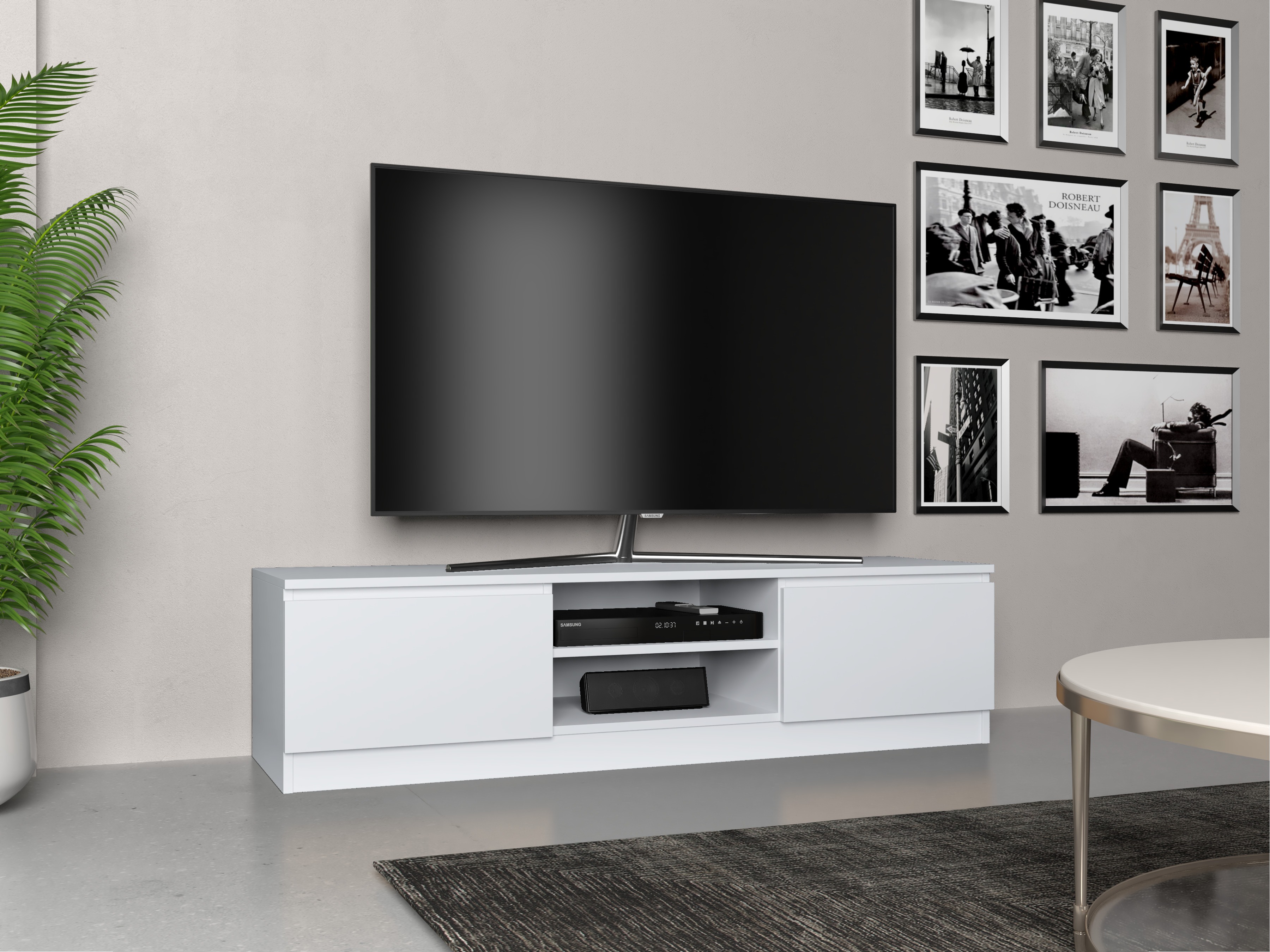 TV-bord Elbvelu 125 (Hvid)