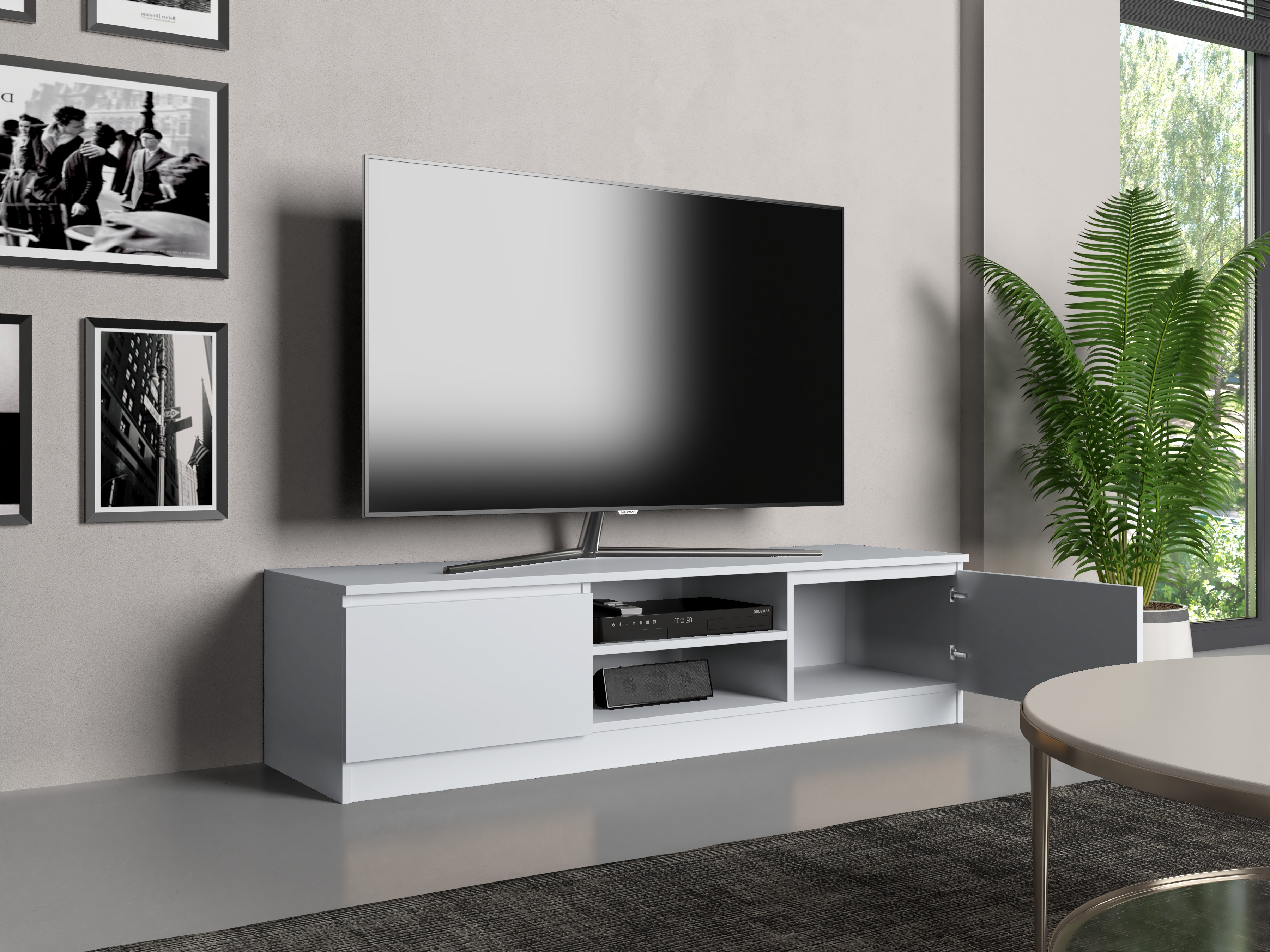 TV-bord Elbvelu 125 (Hvid)