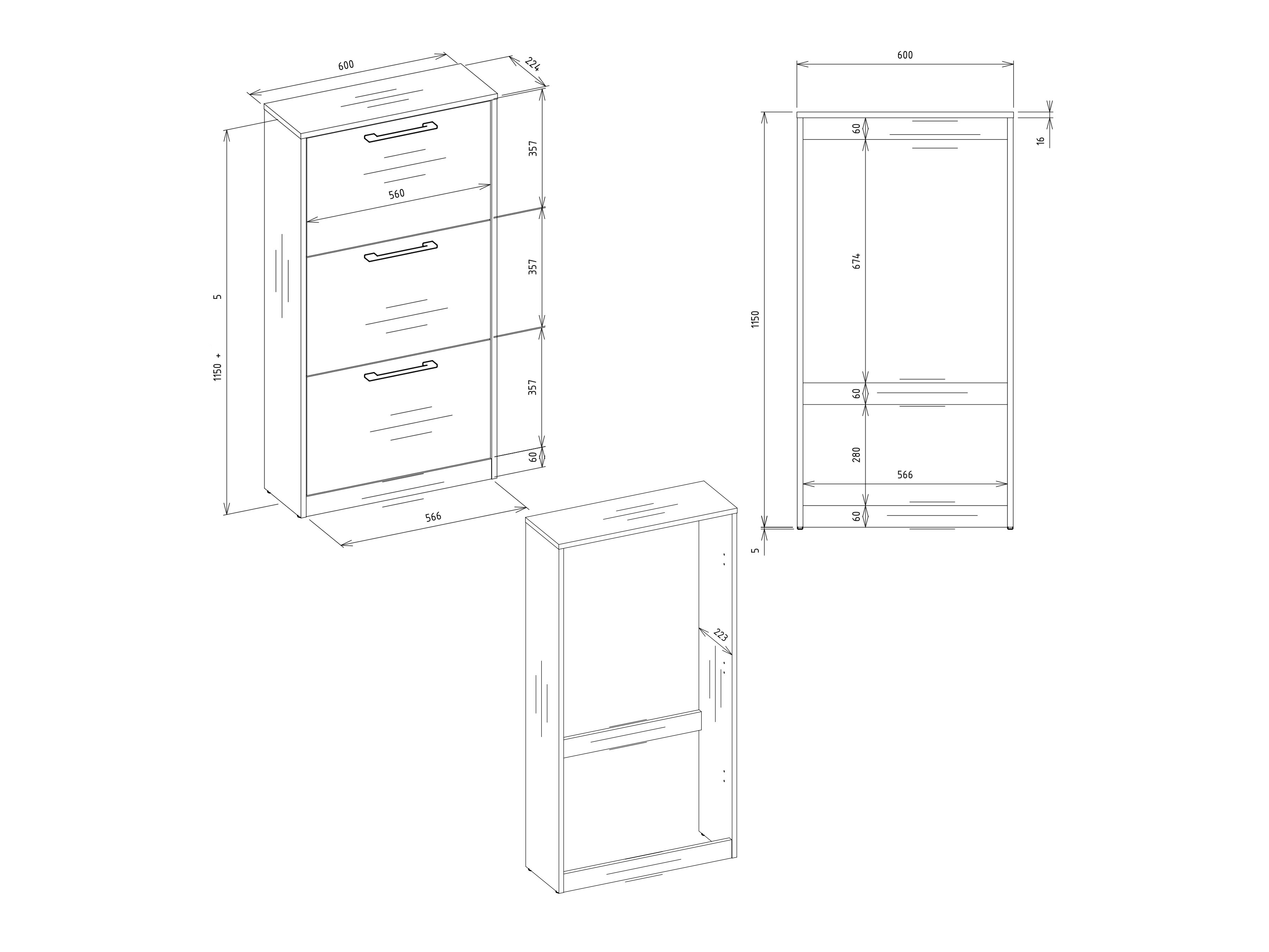 Skoskab Mandeville 224 (Hvid)