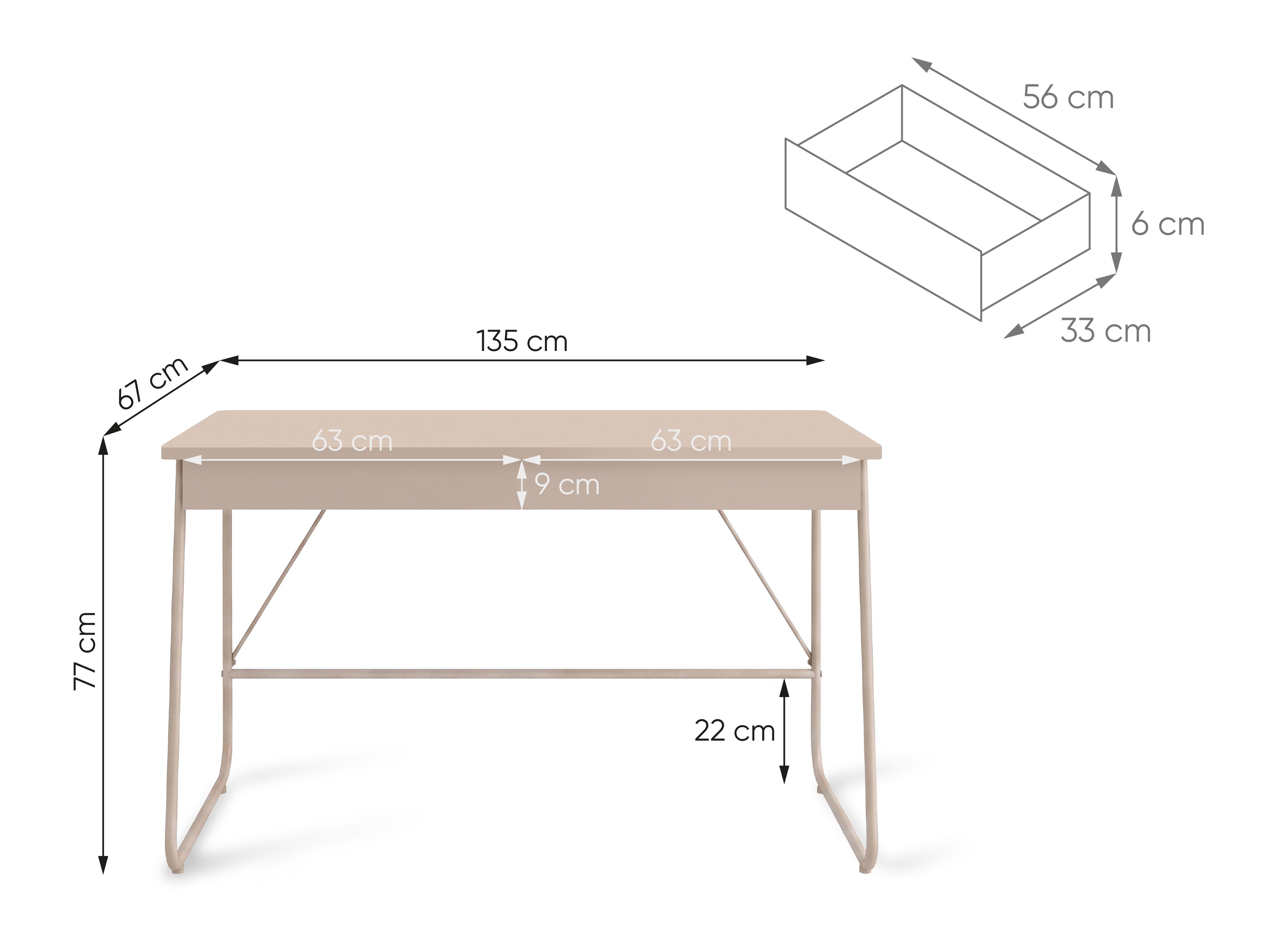 Skrivebord Fresno 185 (Beige)