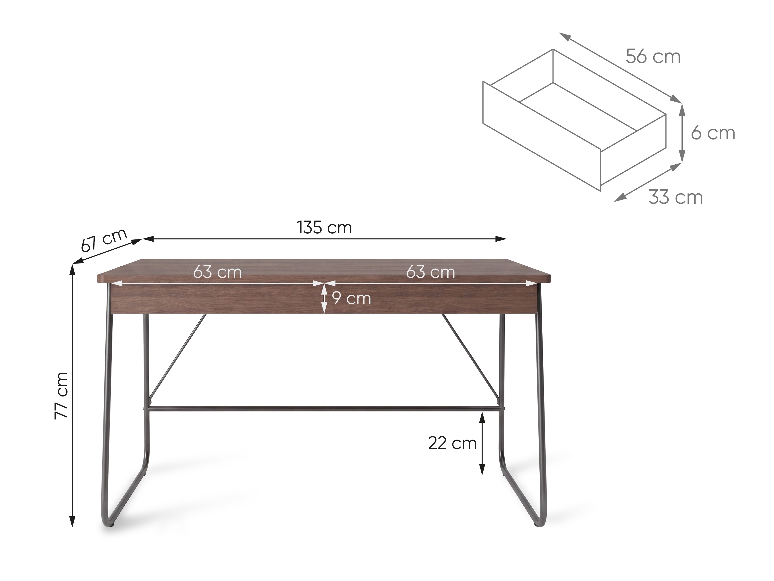 Skrivebord Fresno 185 (Mørk eg)