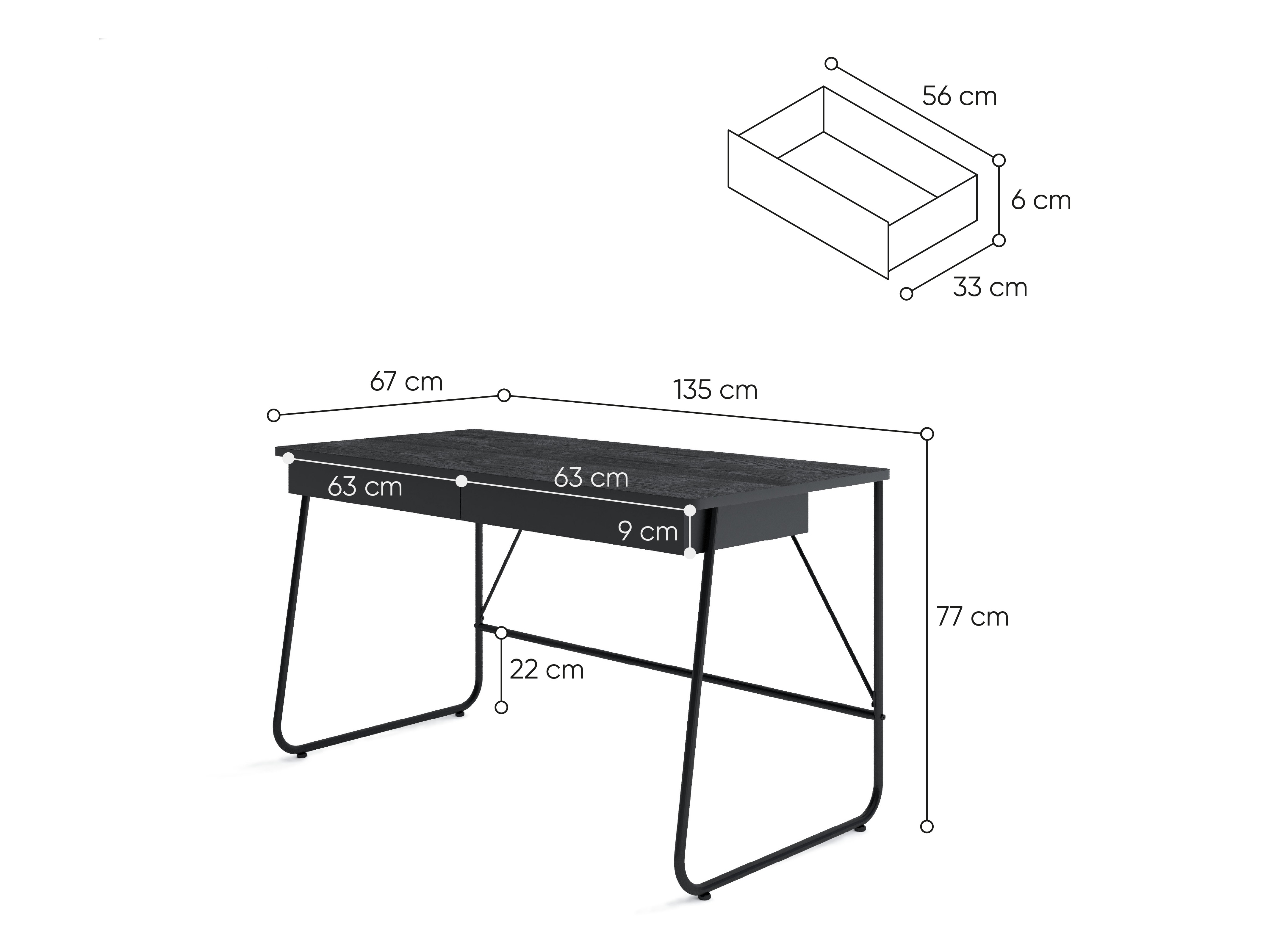 Skrivebord Fresno 185 (Sort)