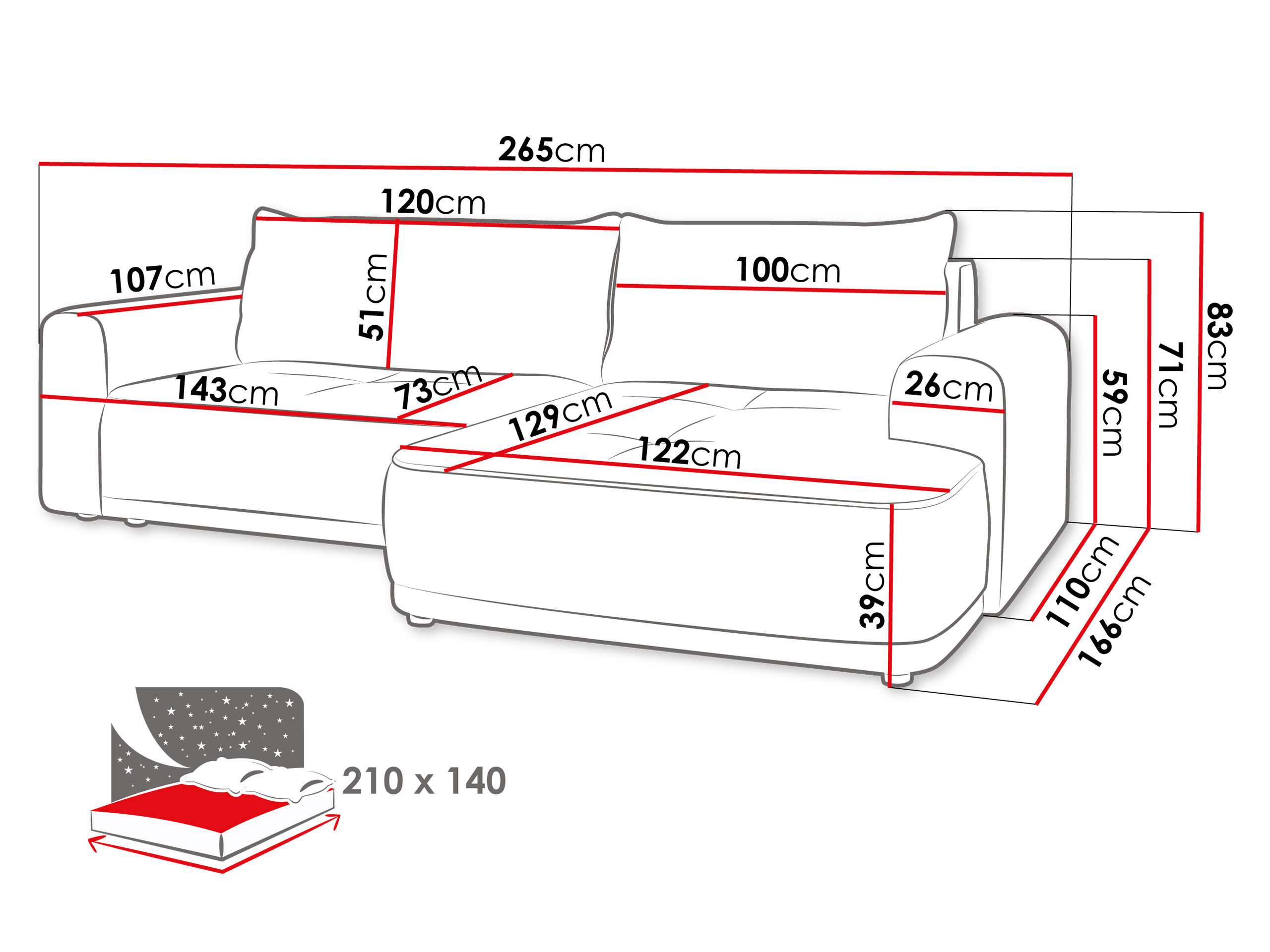 Hjørnesofa Musa (Vibe 95)