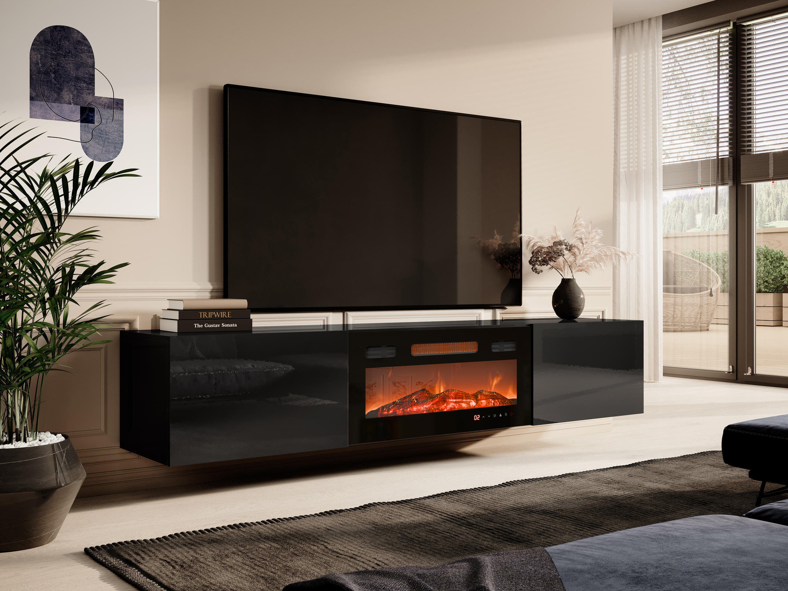 TV-bord Imago I (Sort + Blank sort)