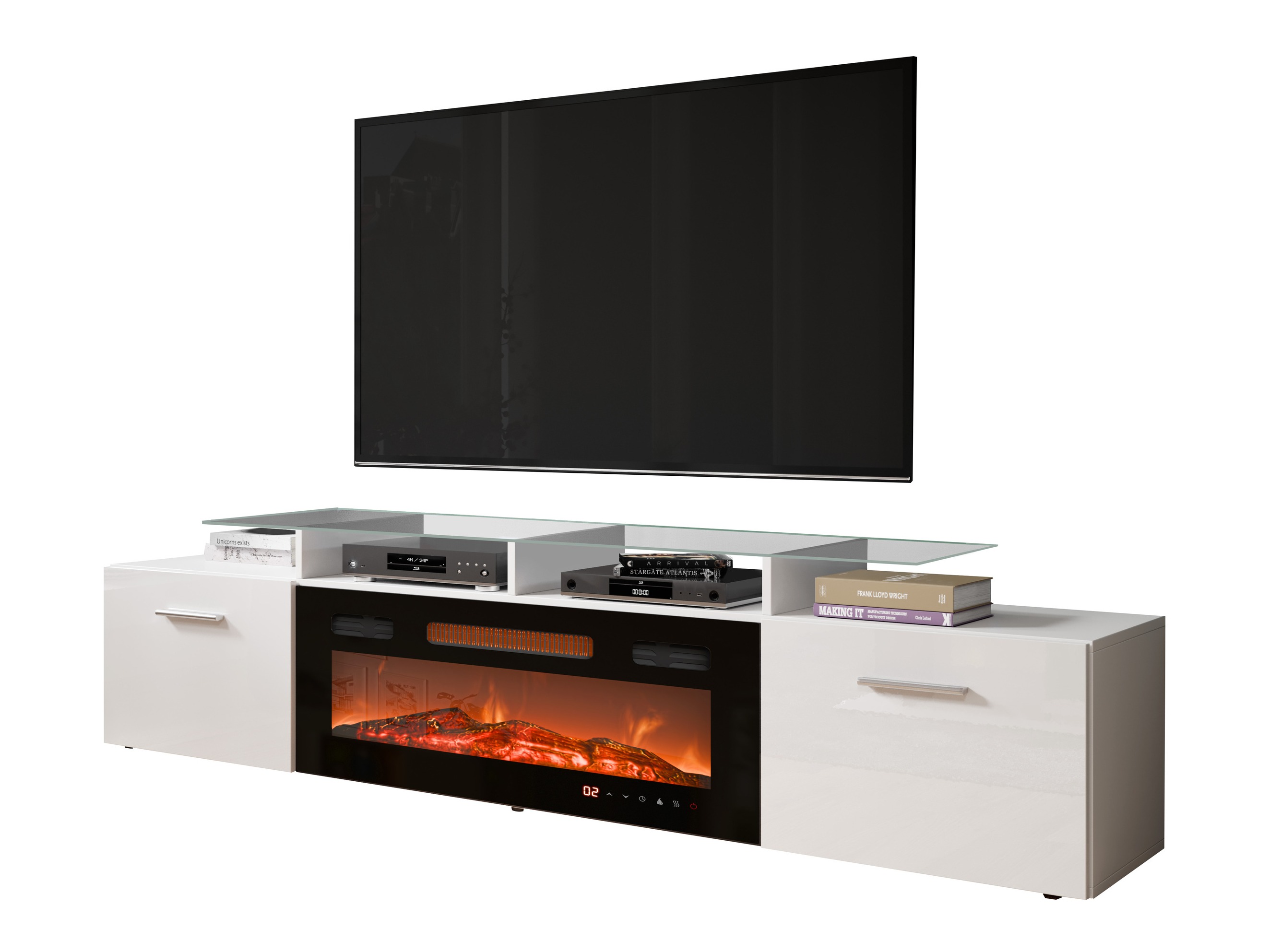TV-bord Numerus (Hvid + Glansfuld hvid)