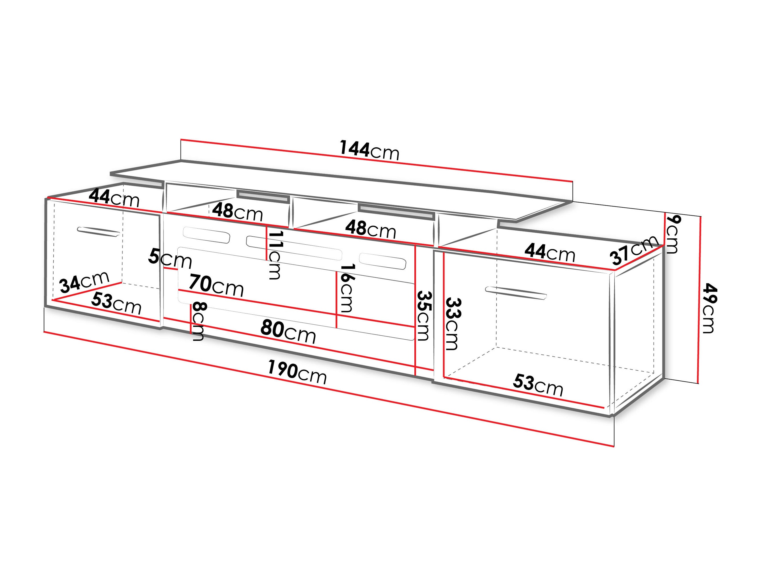 TV-bord Numerus (Hvid + Glansfuld hvid)