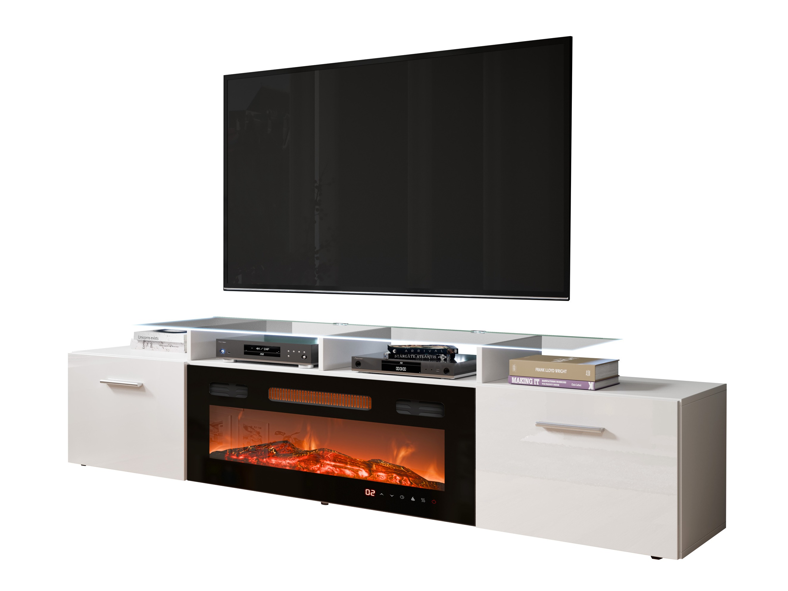 TV-bord Numerus (Hvid + Glansfuld hvid)