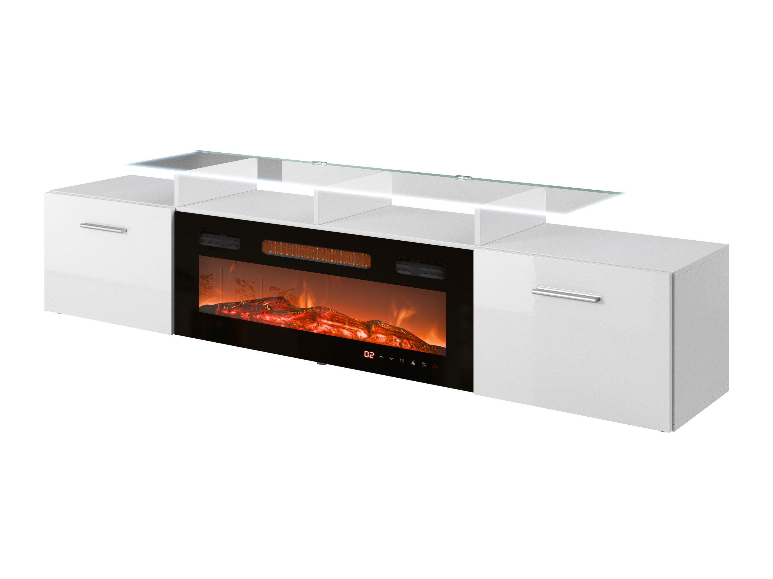 TV-bord Numerus (Hvid + Glansfuld hvid)