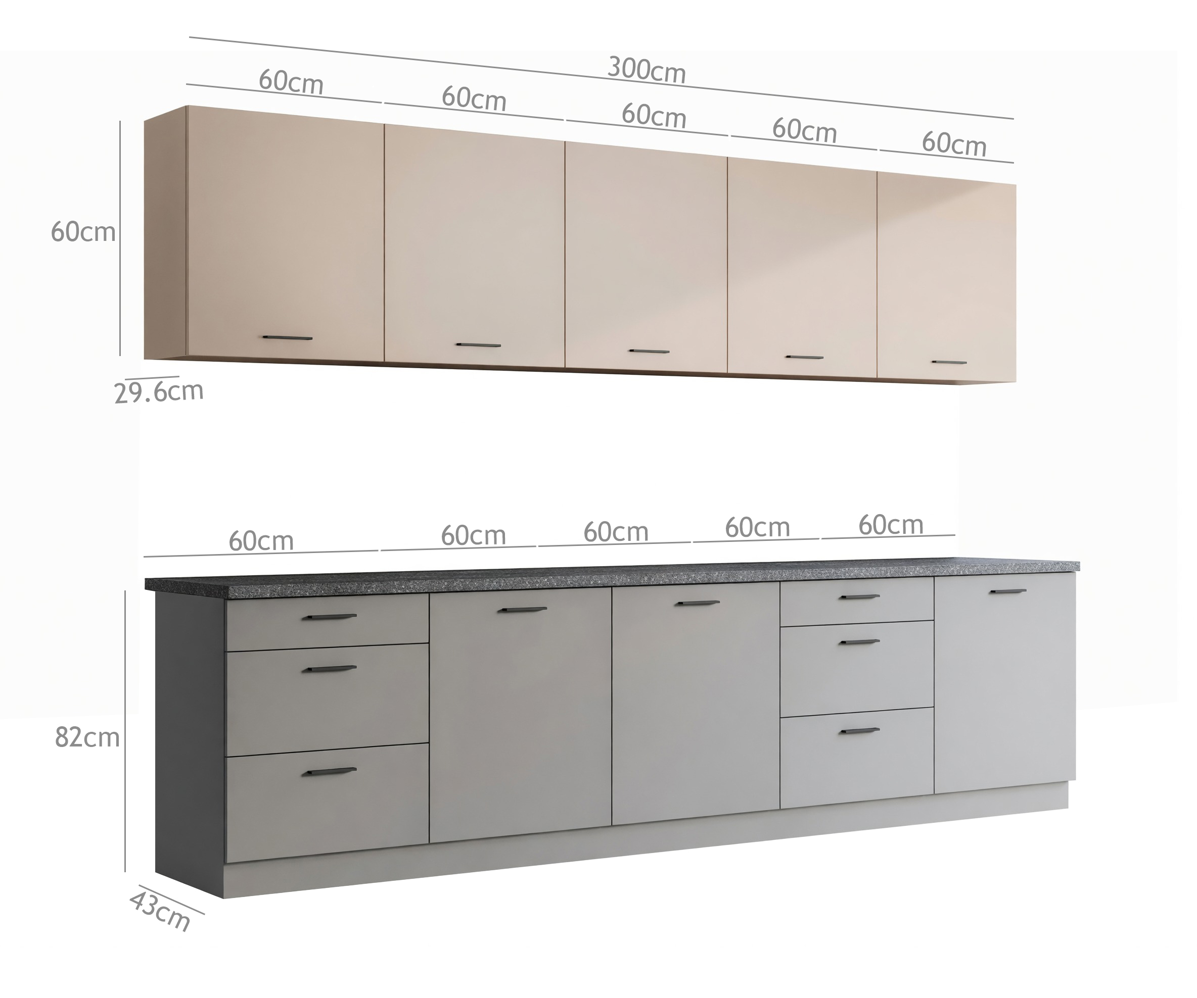 Modulkøkkensæt Ati Cashmere Grey 101