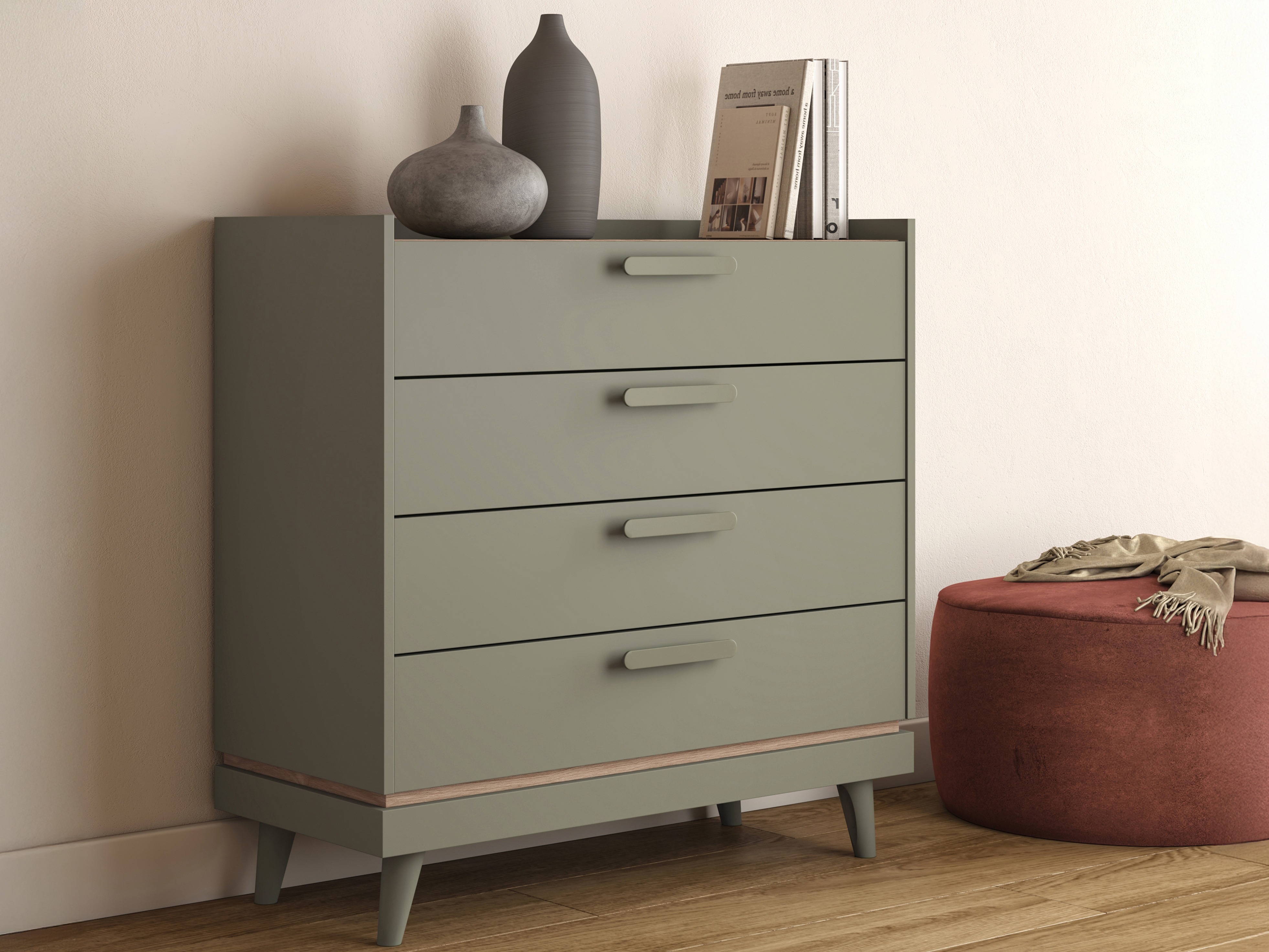 Kommode Fertalu 104 (Grøn + Egetræ)