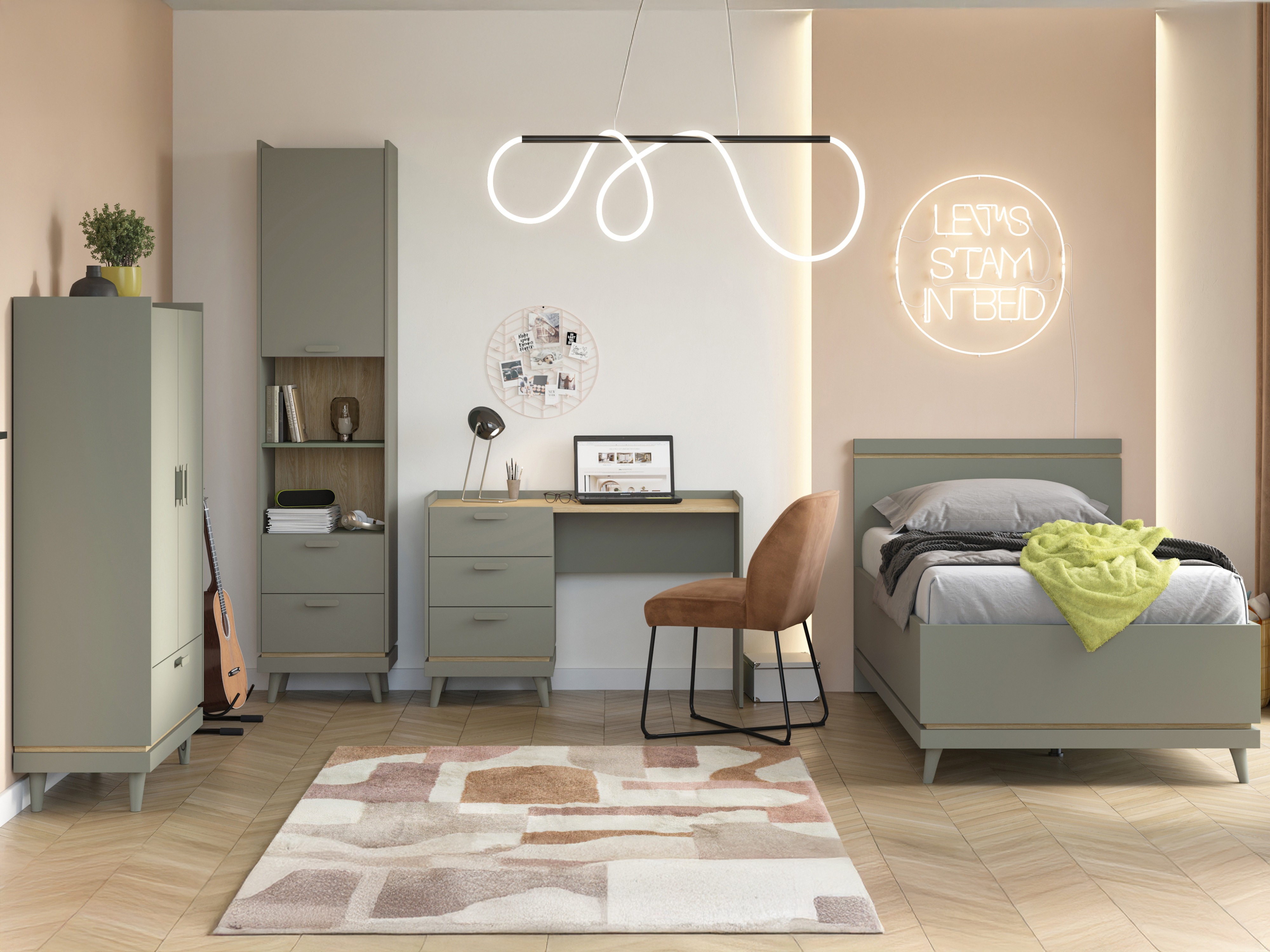 Reol Fertalu 105 (Grøn + Egetræ)