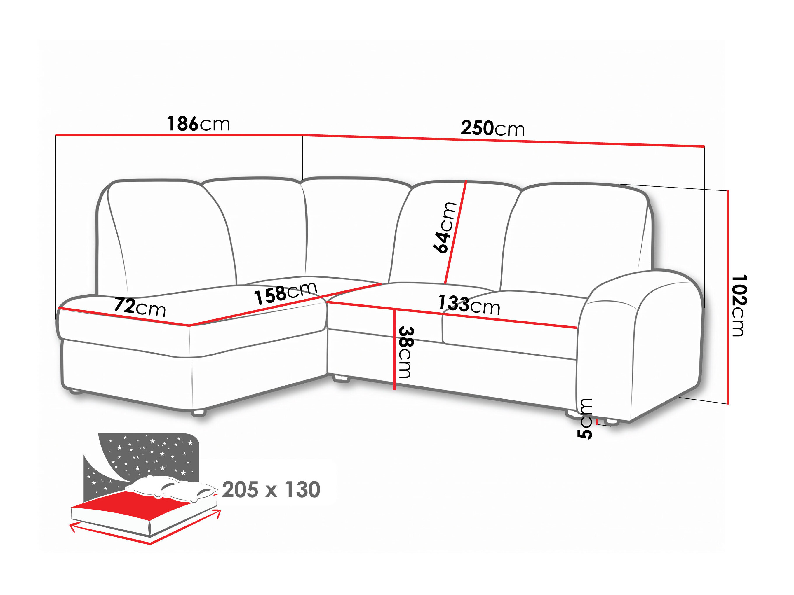 Hjørnesofa Carson 136 (Vibe 86)