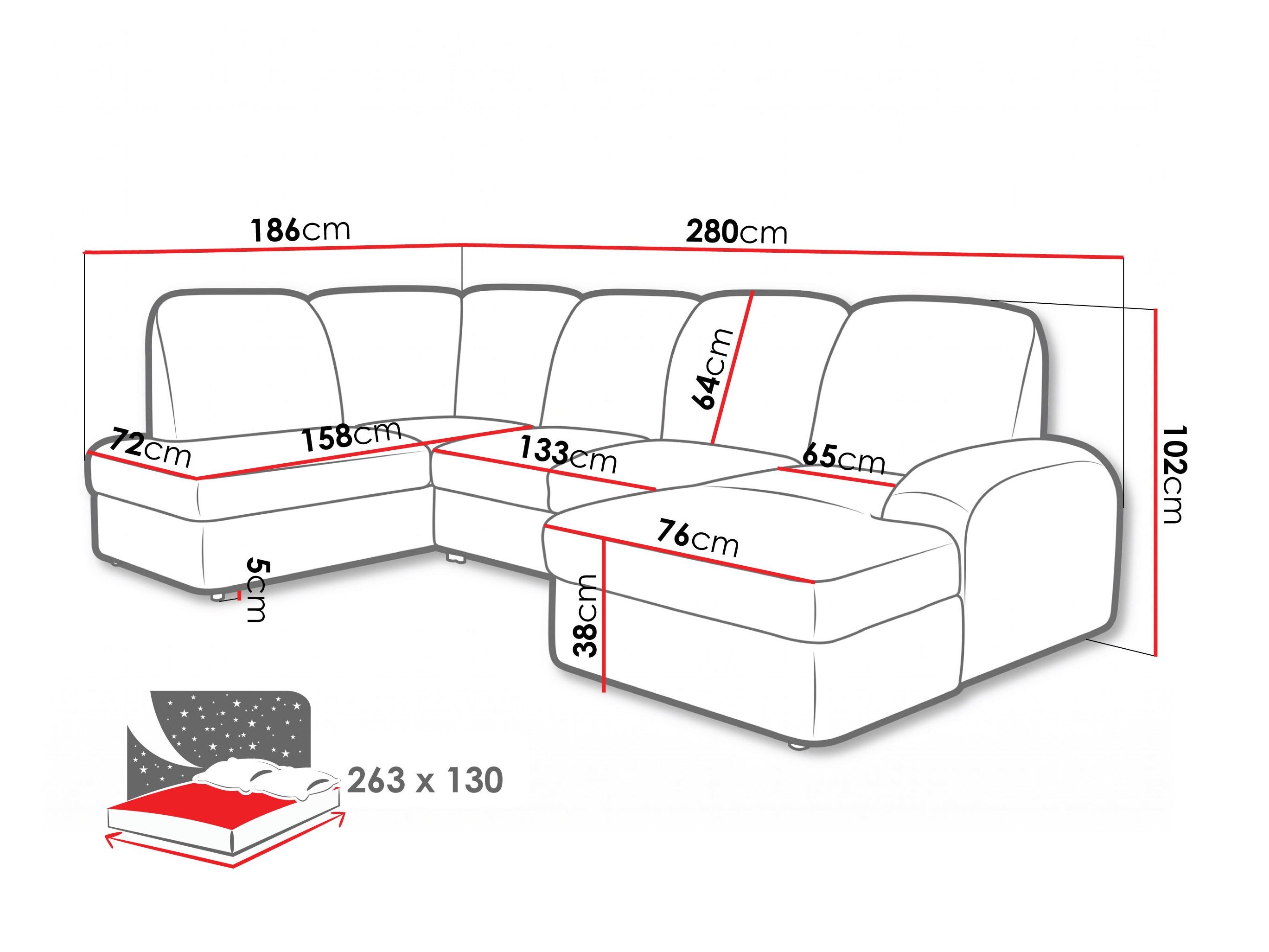 Hjørnesofa Carson 138 (Vibe 06)