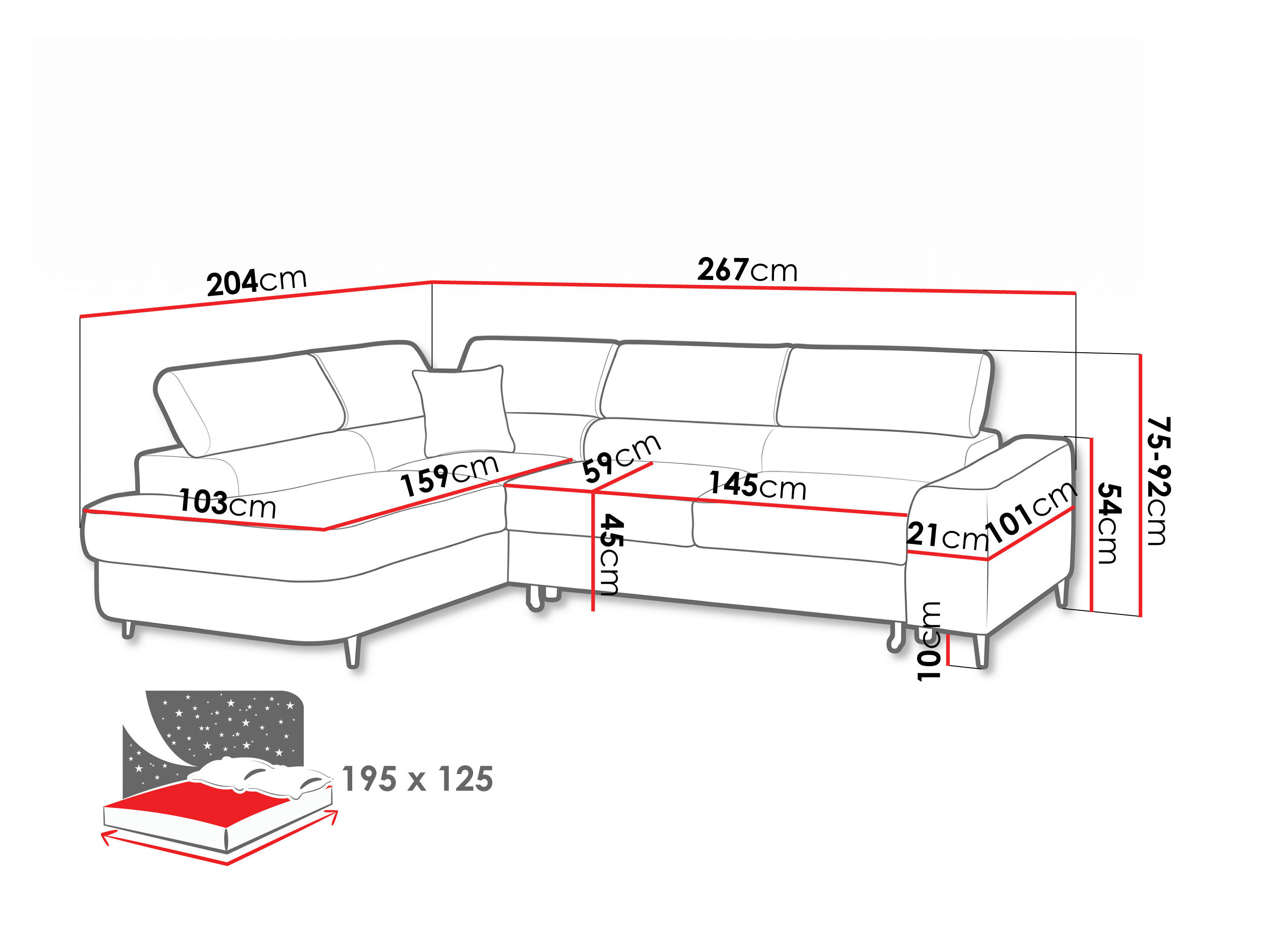 Hjørnesofa Carson 143 (Lumo 70)