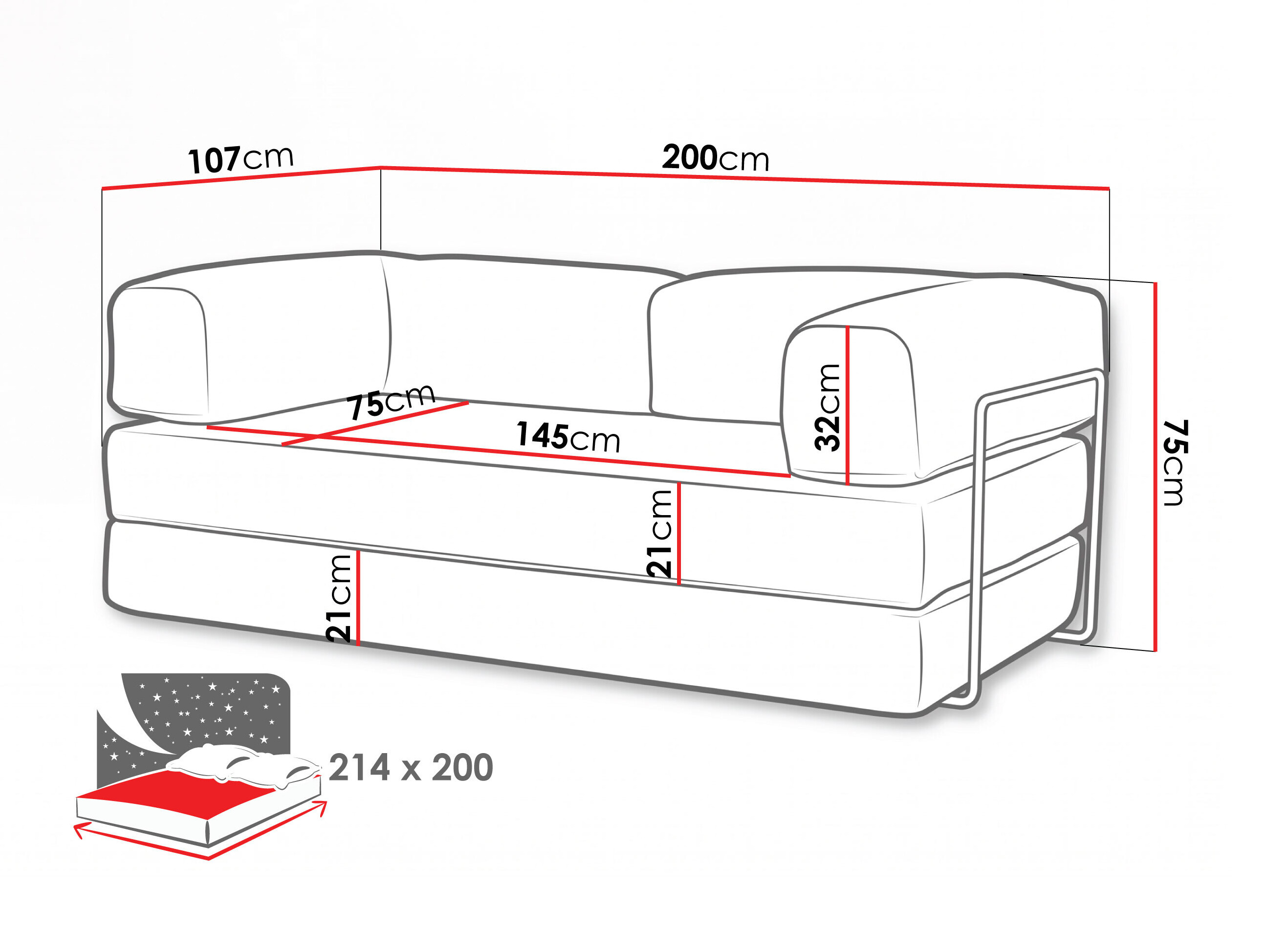 Sovesofa Carson 147 (Cruz 48)
