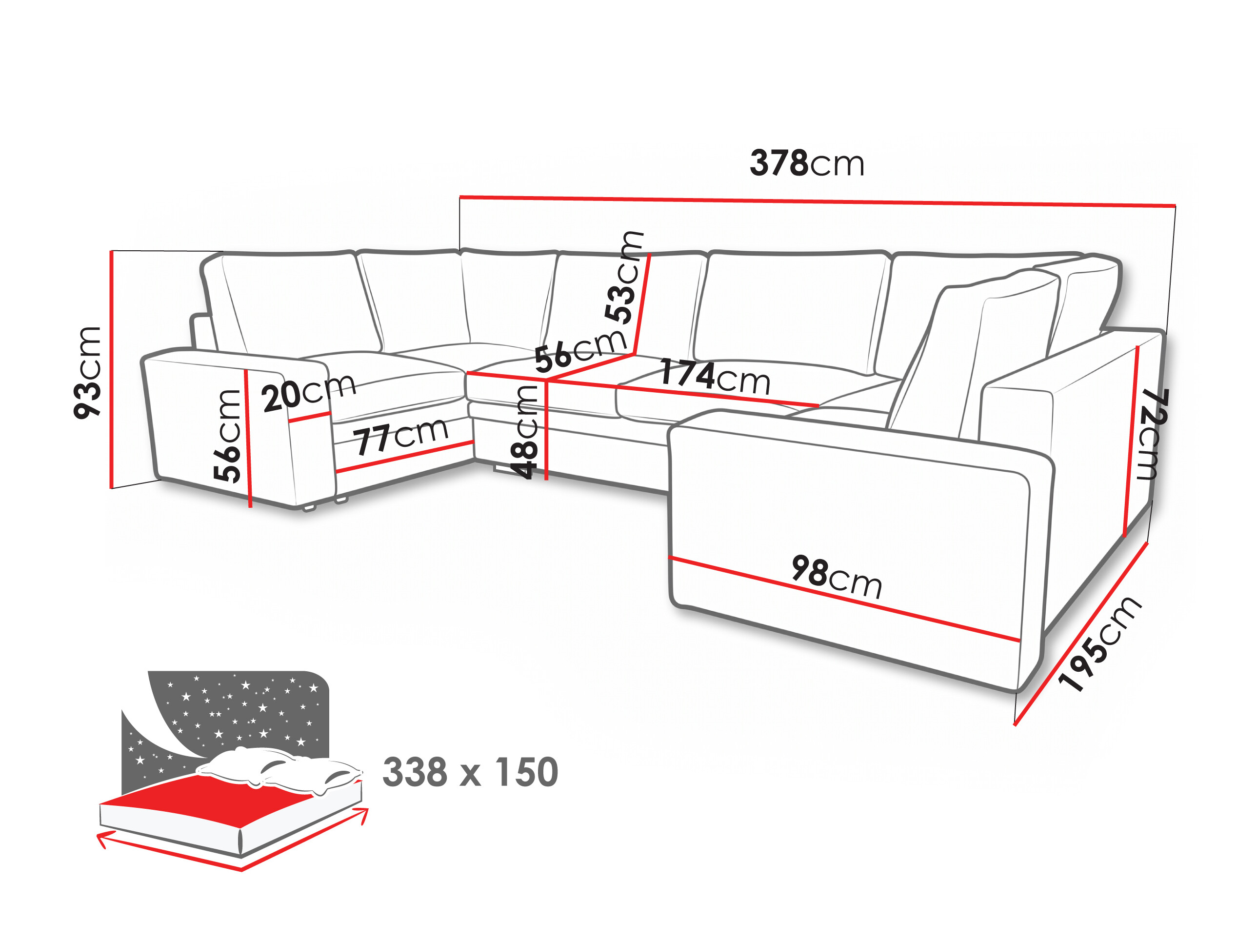 Hjørnesofa Lufkin 159 (Lincoln 17)