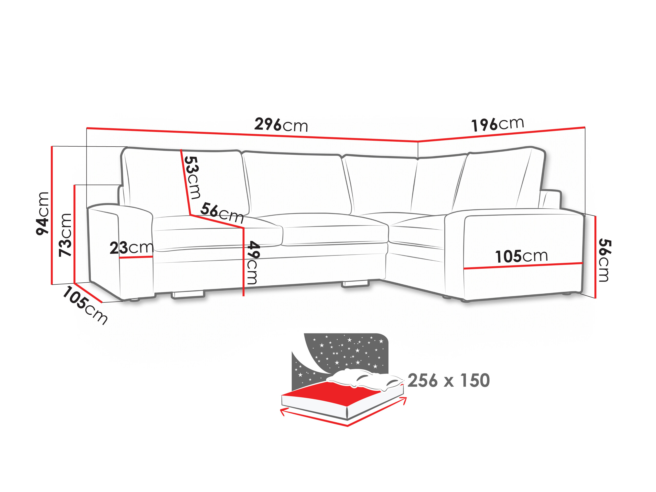 Hjørnesofa Lufkin 160 (Onega 01)