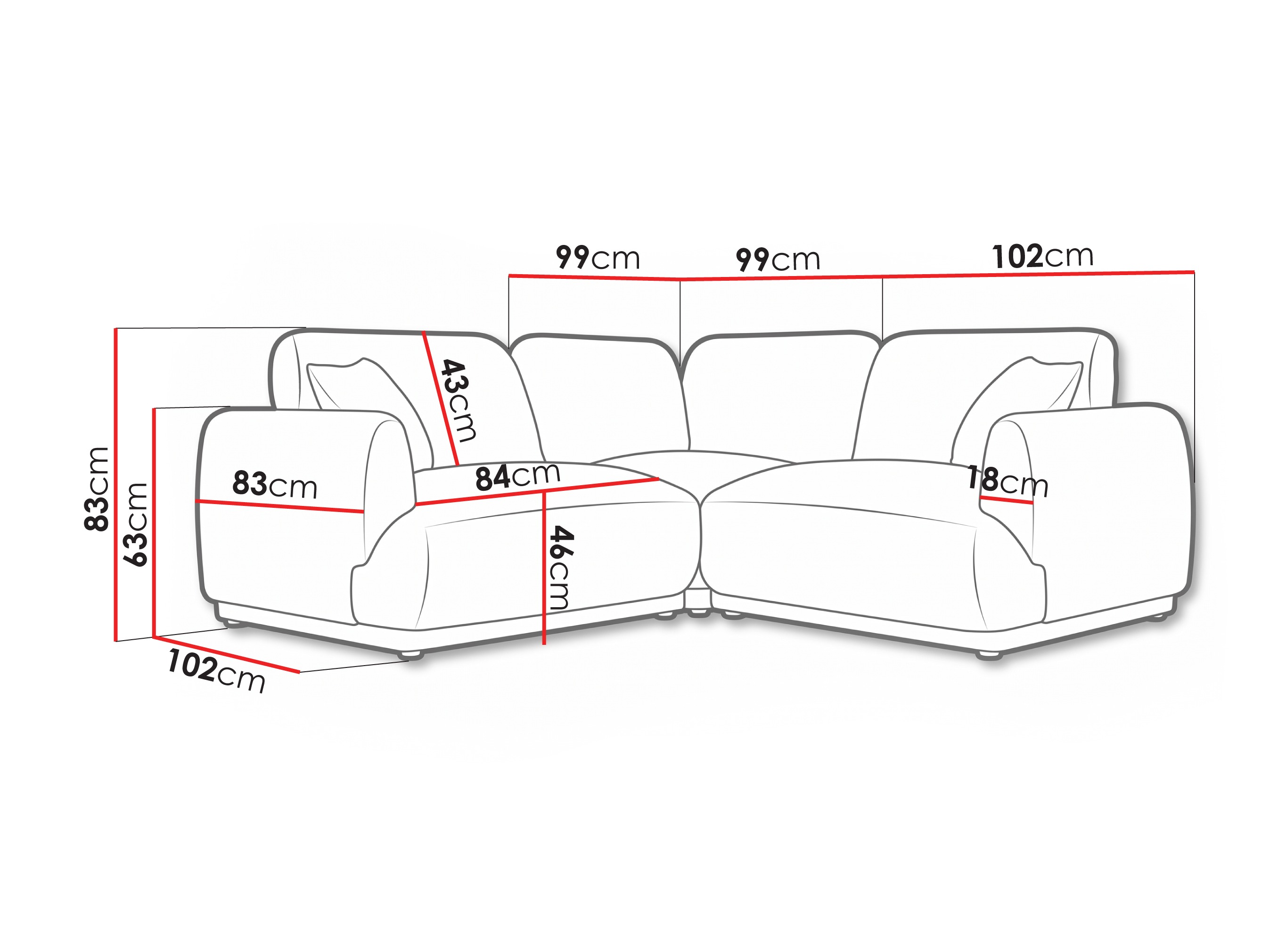 Hjørnesofa Cavfeni 104