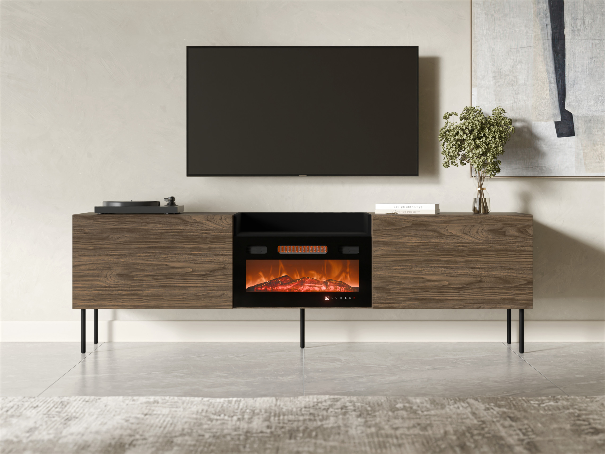 TV-bord Charlotte 216 (Valnød + Sort)