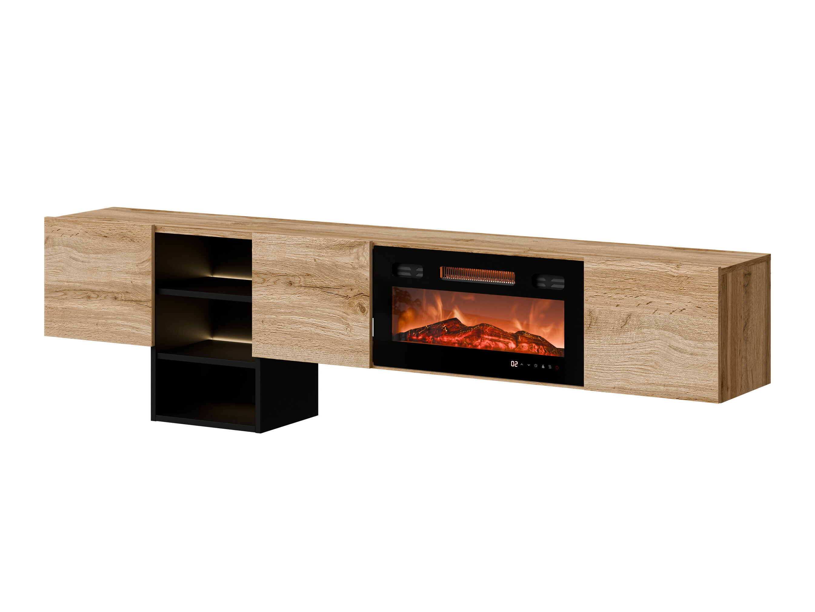 TV-bord Charlotte 218 (Wotan eg + Sort)