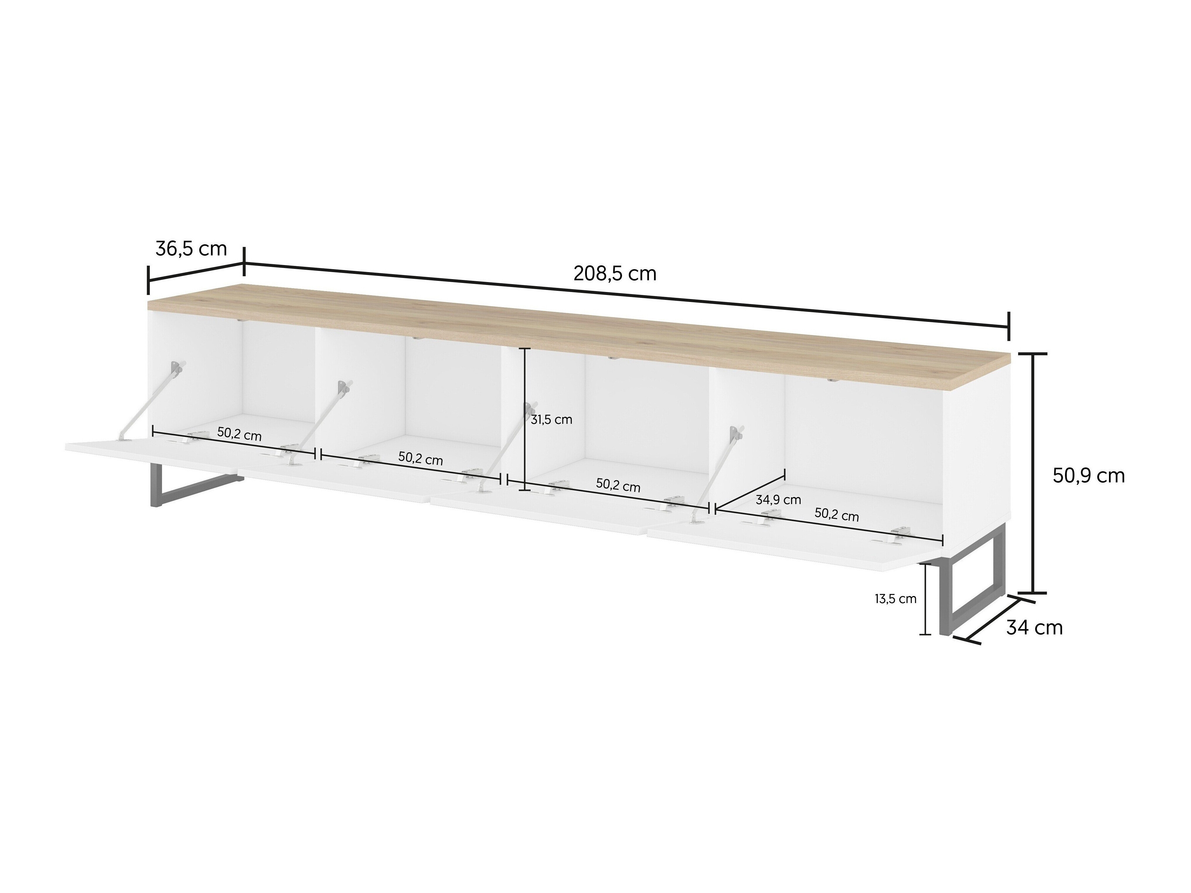 TV-bord Camtolo 101 (Hvid + Lys eg)