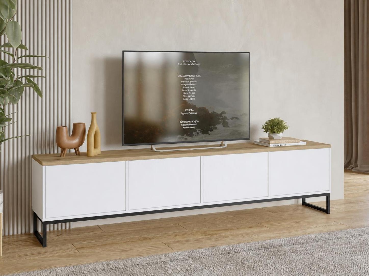 TV-bord Camtolo 101 (Hvid + Lys eg)